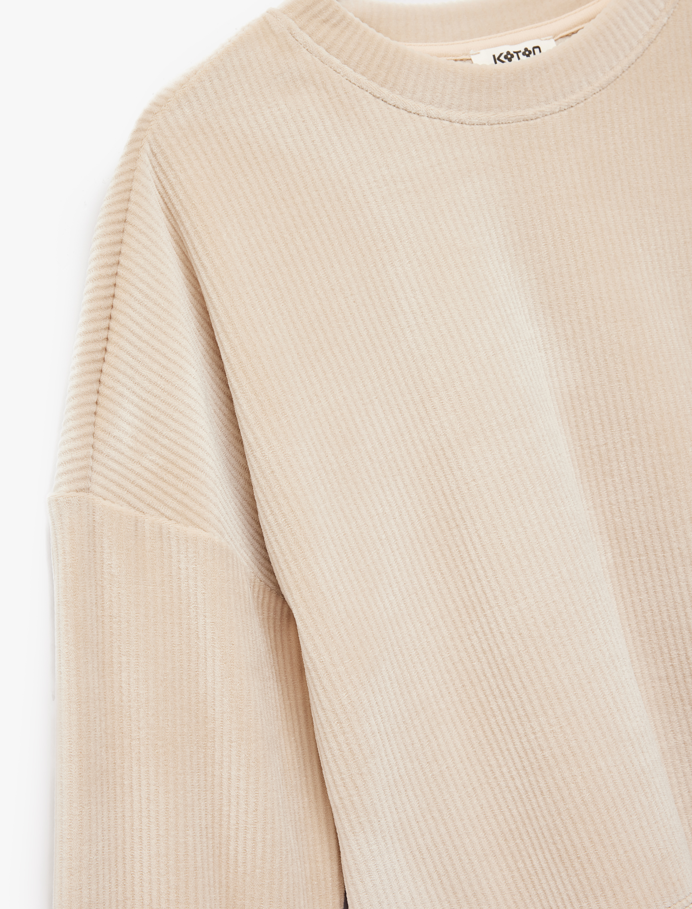  Kız Çocuk Uzun Kollu Bisiklet Yaka Kalp Detaylı Fitilli Sweatshirt