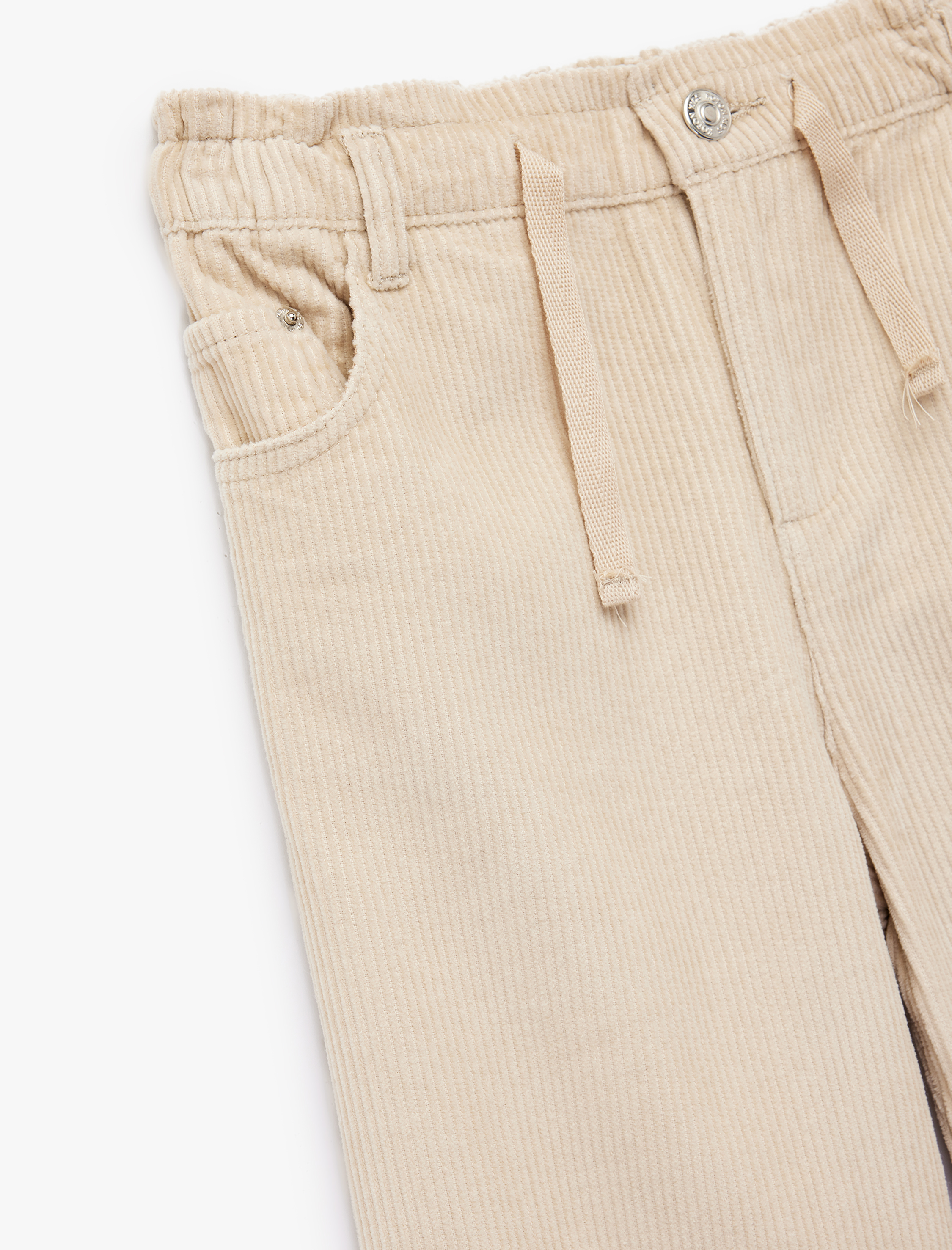  Kız Çocuk Pamuklu Yüksek Bel Bağcıklı Geniş Paça Pantolon