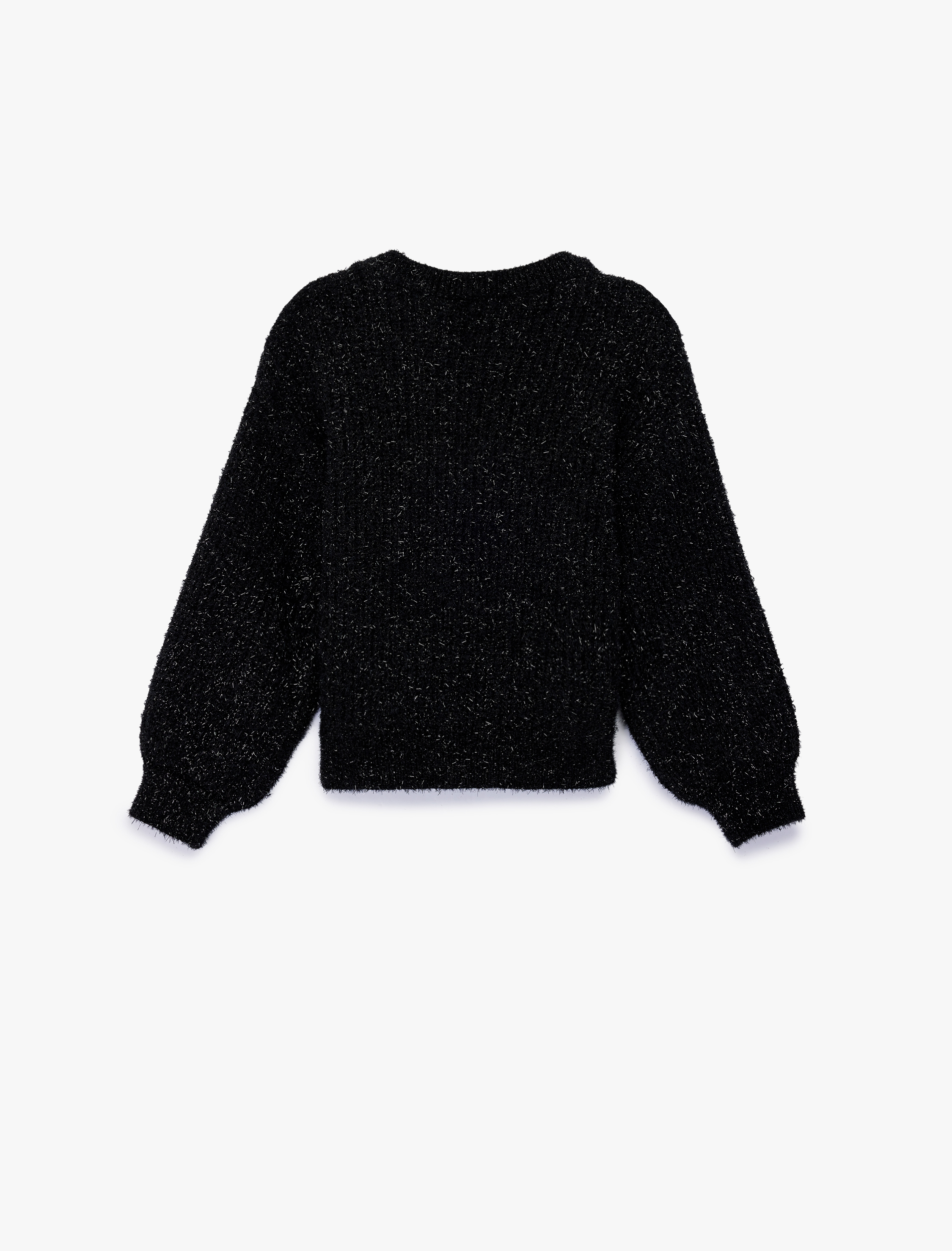  Kız Çocuk Uzun Kollu Bisiklet Yaka Parıltılı Triko Kazak