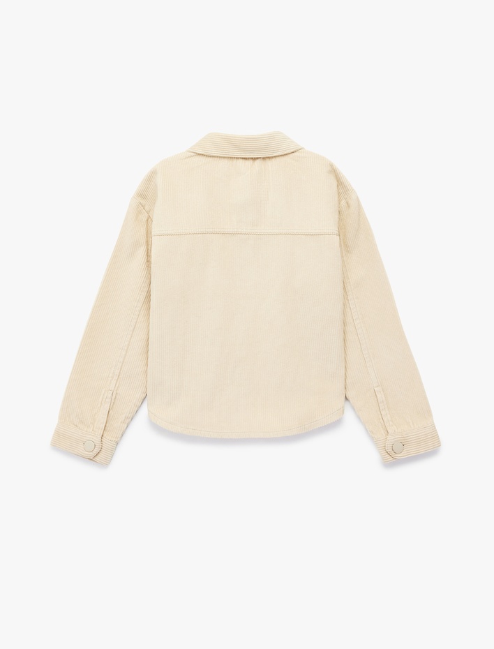 Kız Çocuk Pamuklu Uzun Kollu Oversize Kadife Gömlek