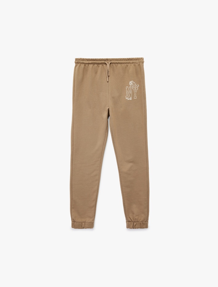 Erkek Çocuk Pamuklu Baskı Detaylı Şardonlu Jogger Eşofman Altı