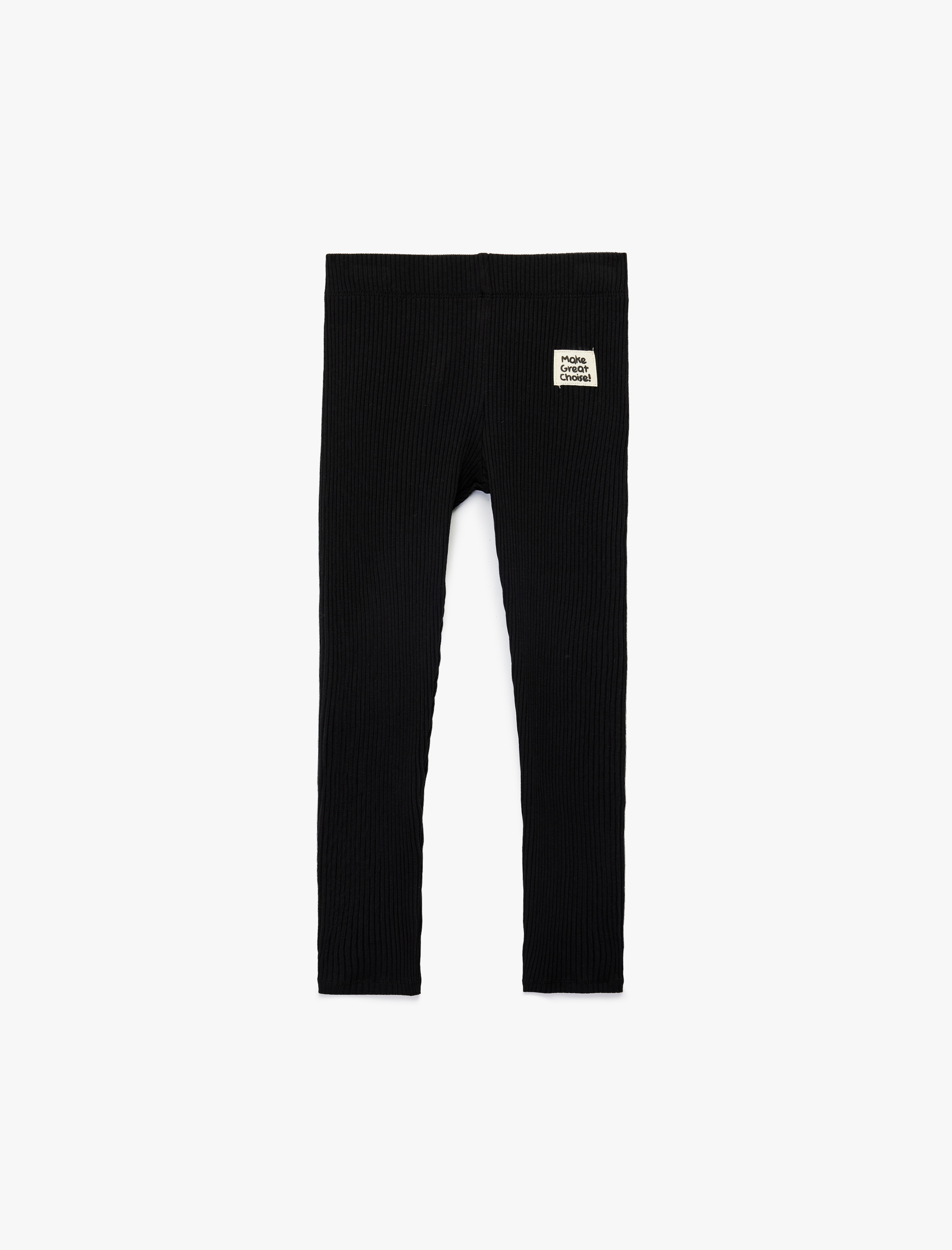  Kız Çocuk Beli Lastikli Etiket Detaylı Pamuklu Tayt