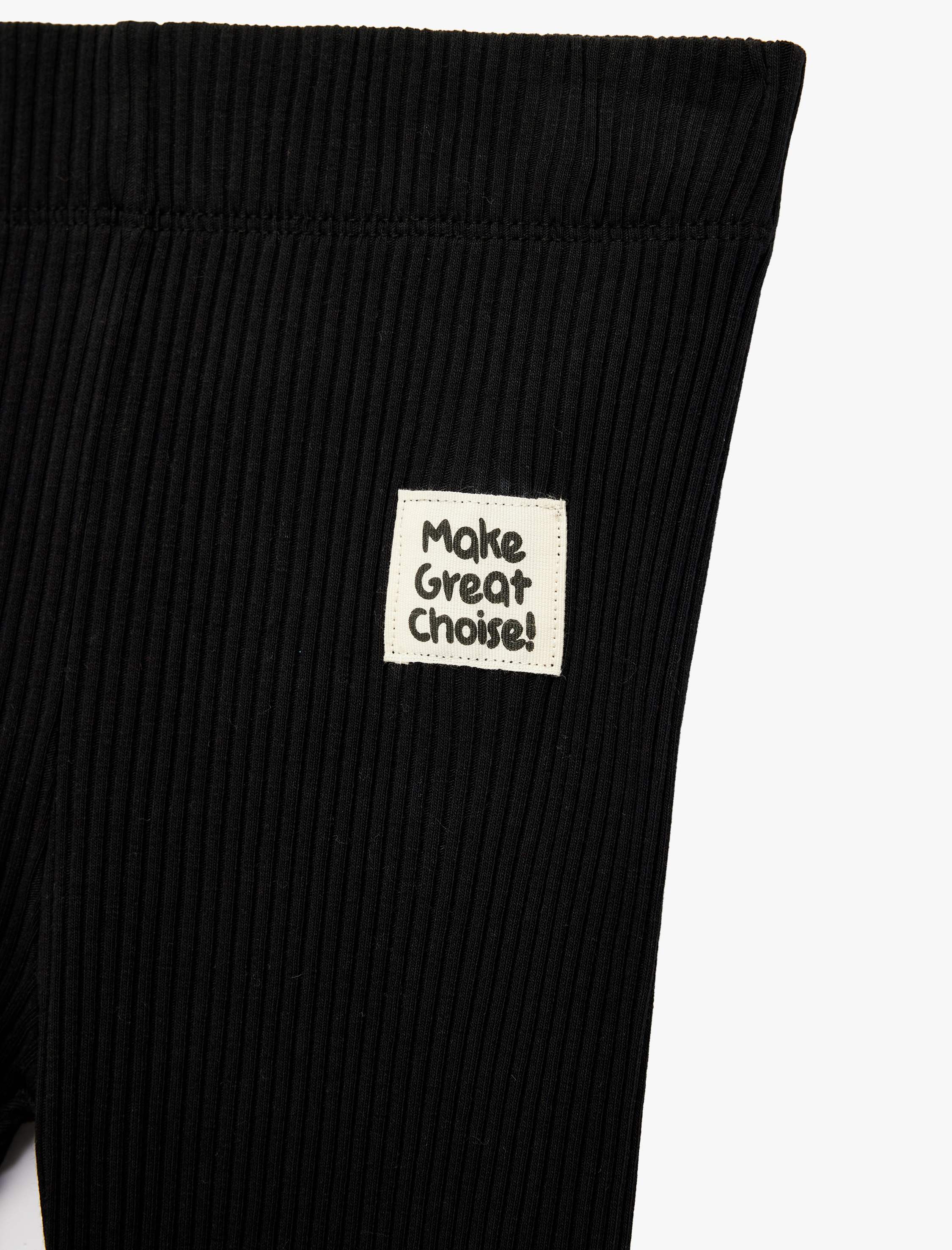  Kız Çocuk Beli Lastikli Etiket Detaylı Pamuklu Tayt