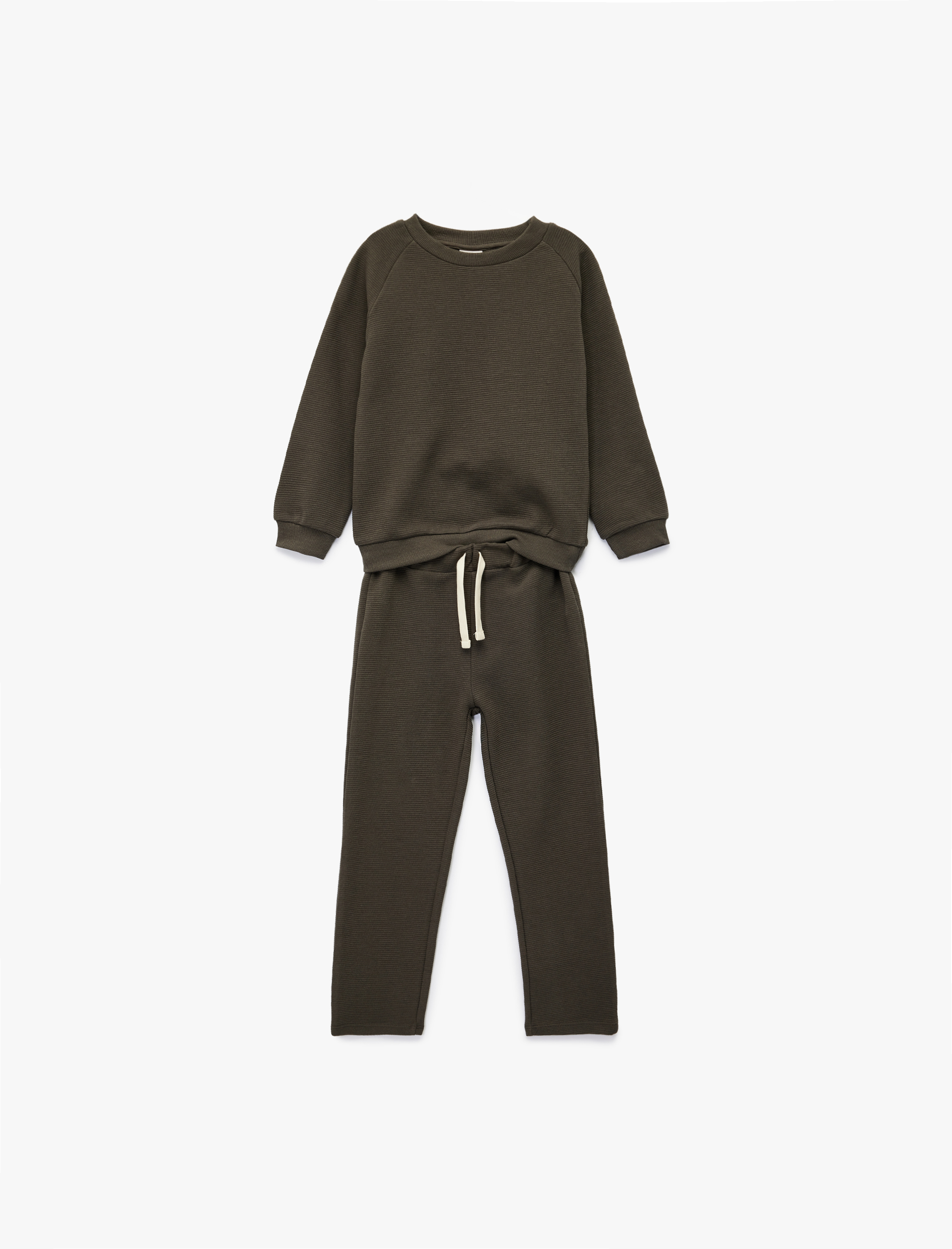  Erkek Bebek 2'li Pamuklu Eşofman Takımı Bisiklet Yaka Uzun Kollu Üst ve Beli Bağcıklı Atlt