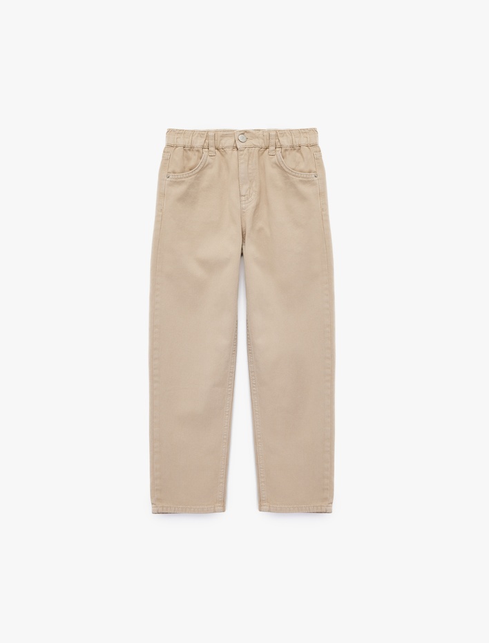 Erkek Çocuk Pamuklu Rahat Kesim Cepli Denim Pantolon