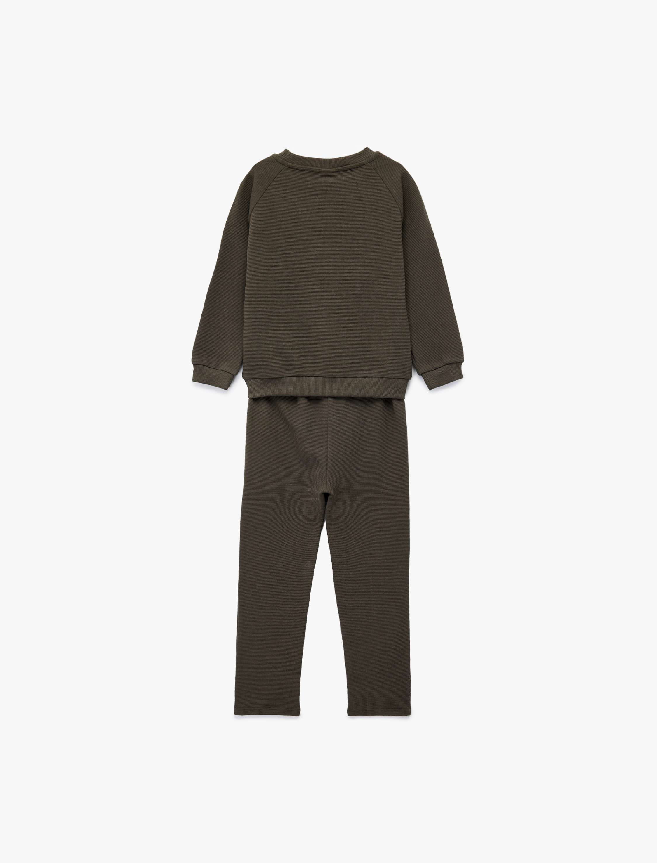  Erkek Bebek 2'li Pamuklu Eşofman Takımı Bisiklet Yaka Uzun Kollu Üst ve Beli Bağcıklı Atlt