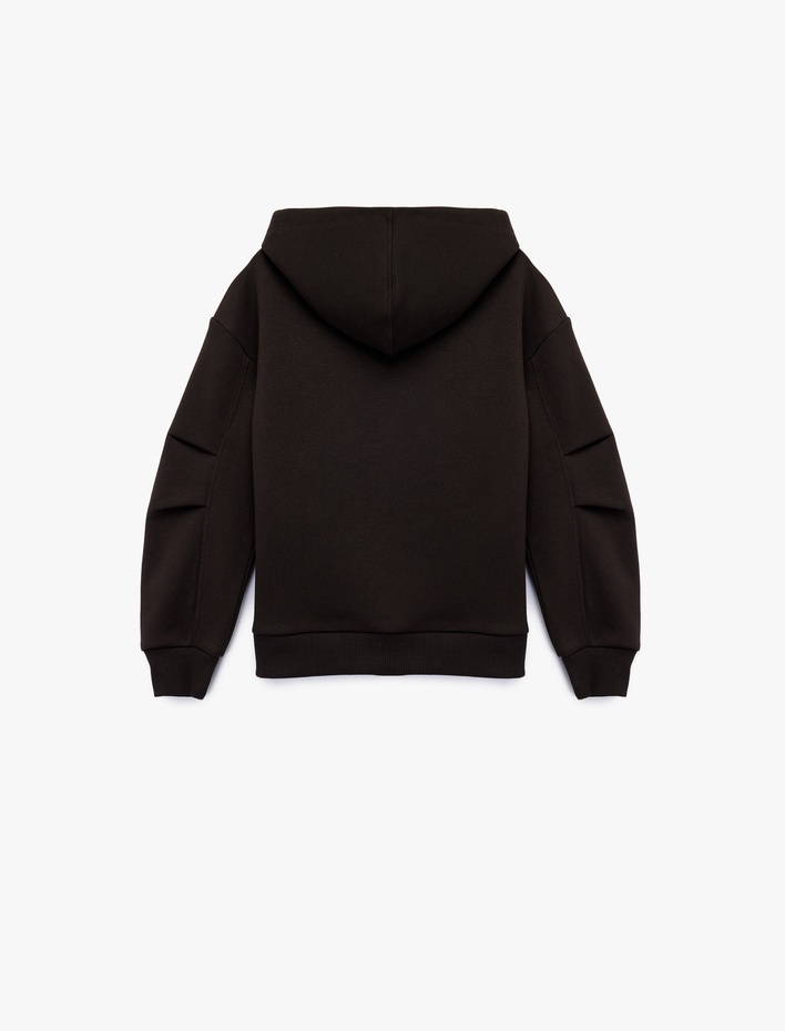 Kız Çocuk Uzun Kollu Cepli Basic Fermuarlı Kapşonlu Sweatshirt