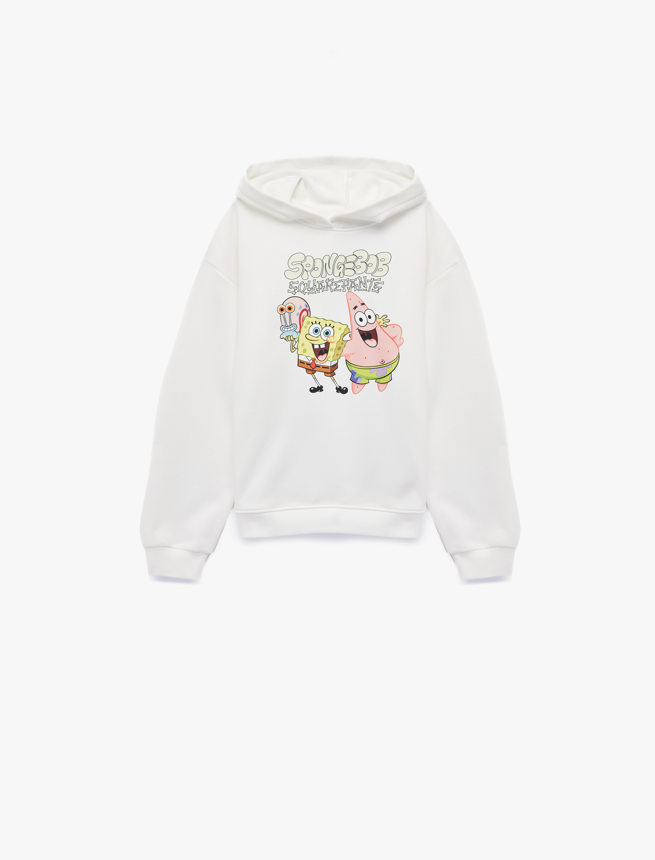  Kız Çocuk Sponge Bob Baskılı Uzun Kollu Lisanslı Kapşonlu Sweatshirt