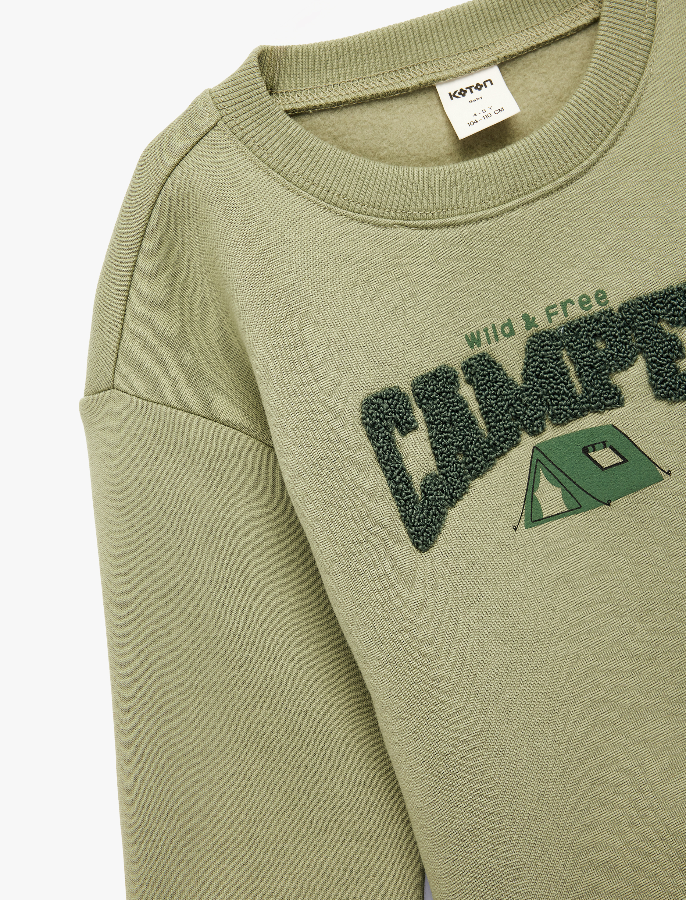  Erkek Bebek Pamuklu Uzun Kollu Bisiklet Yaka Baskılı Sweatshirt