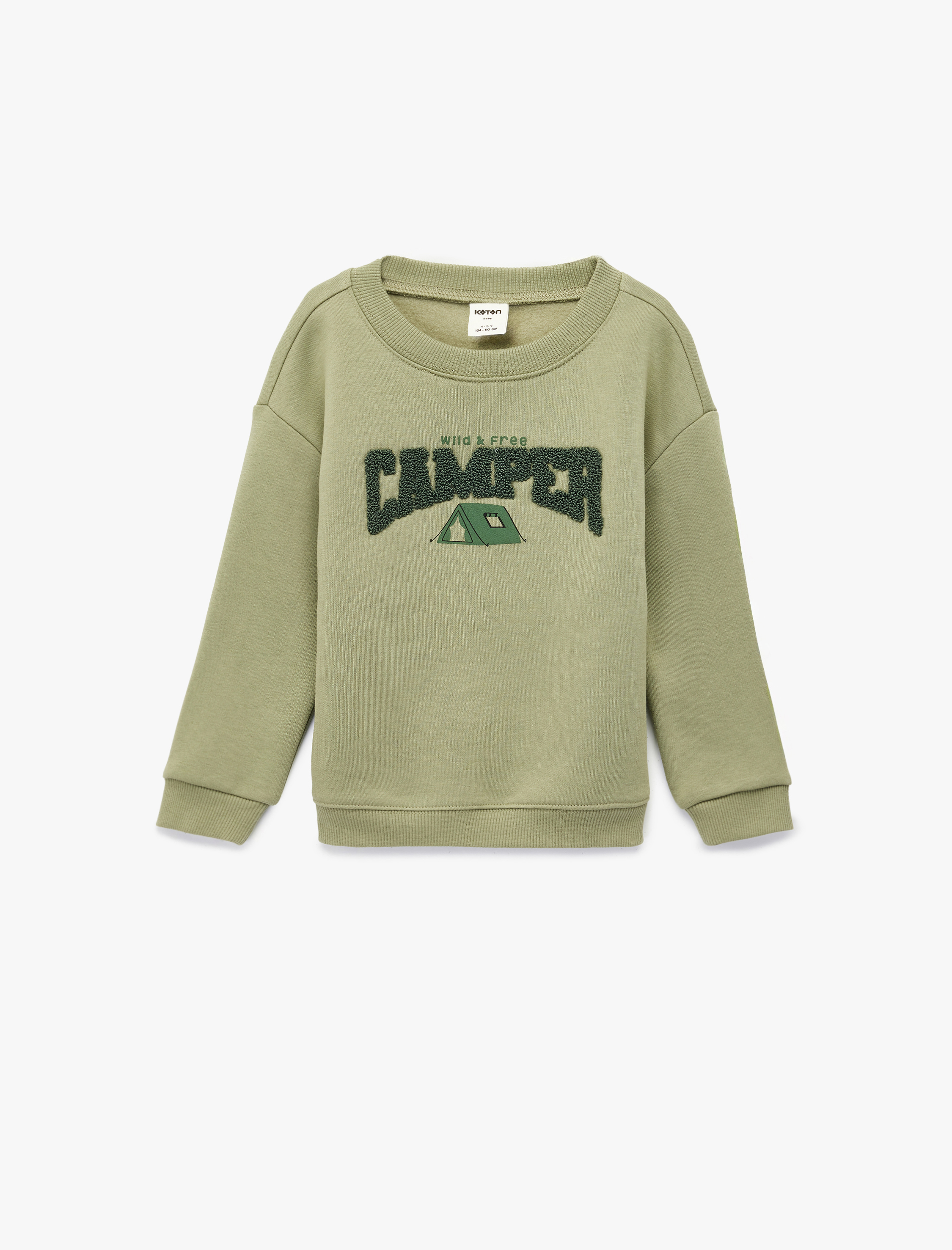  Erkek Bebek Pamuklu Uzun Kollu Bisiklet Yaka Baskılı Sweatshirt