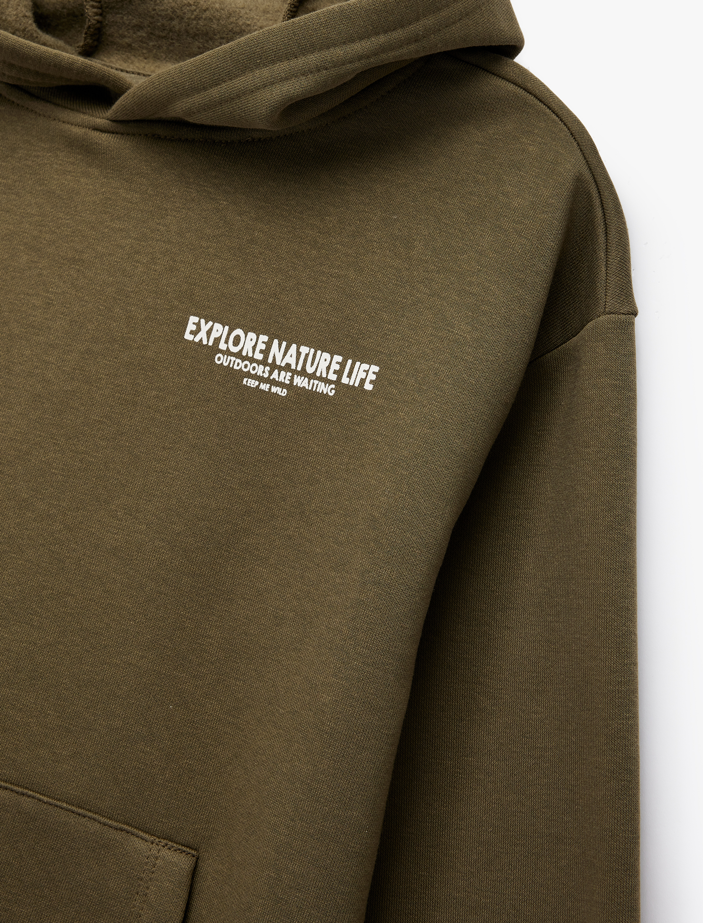  Erkek Çocuk Uzun Kollu Baskılı Şardonlu Pamuklu Kapşonlu Sweatshirt