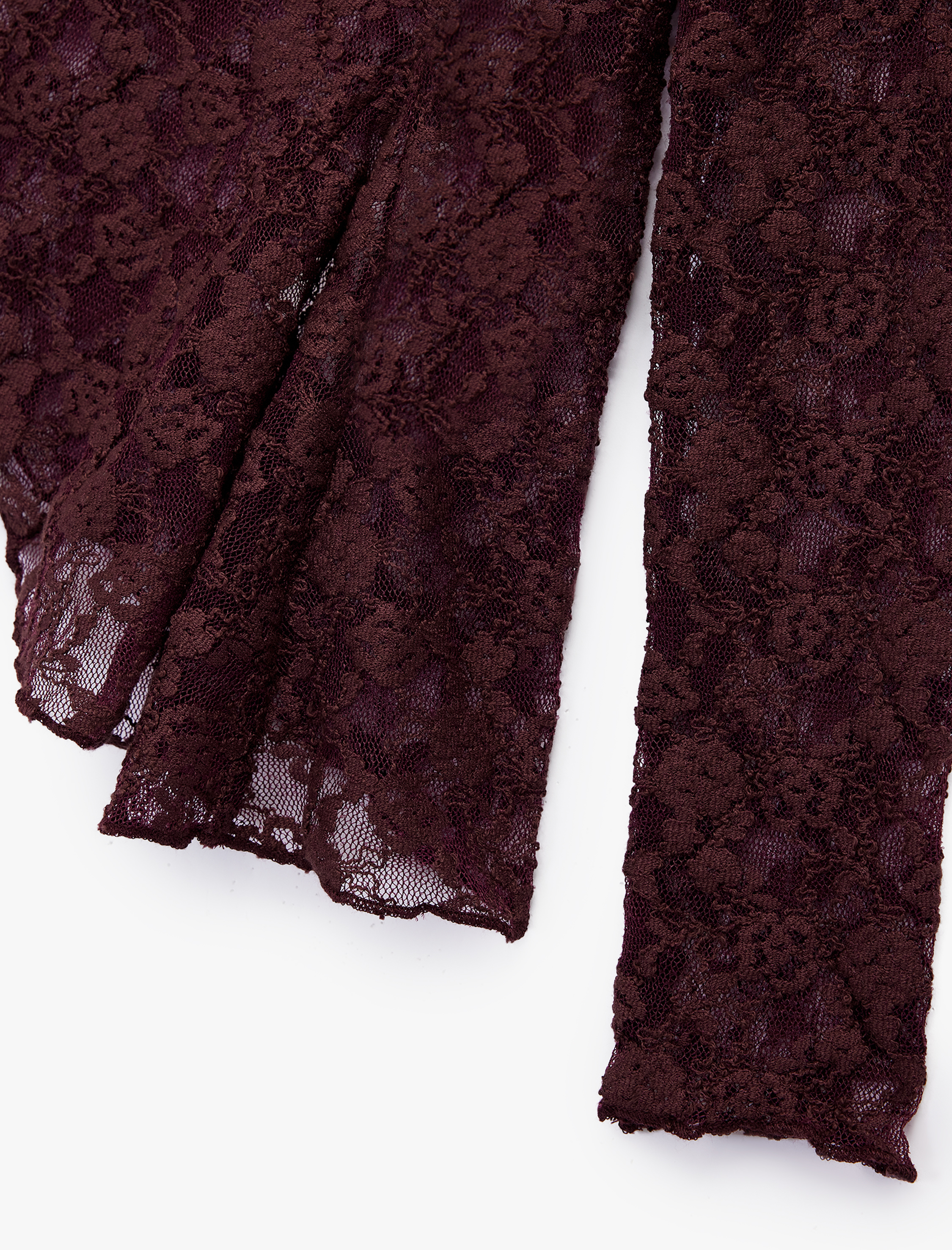  Kız Çocuk Uzun Kollu Bisiklet Yaka Asimetrik Kesim Dantel Bluz