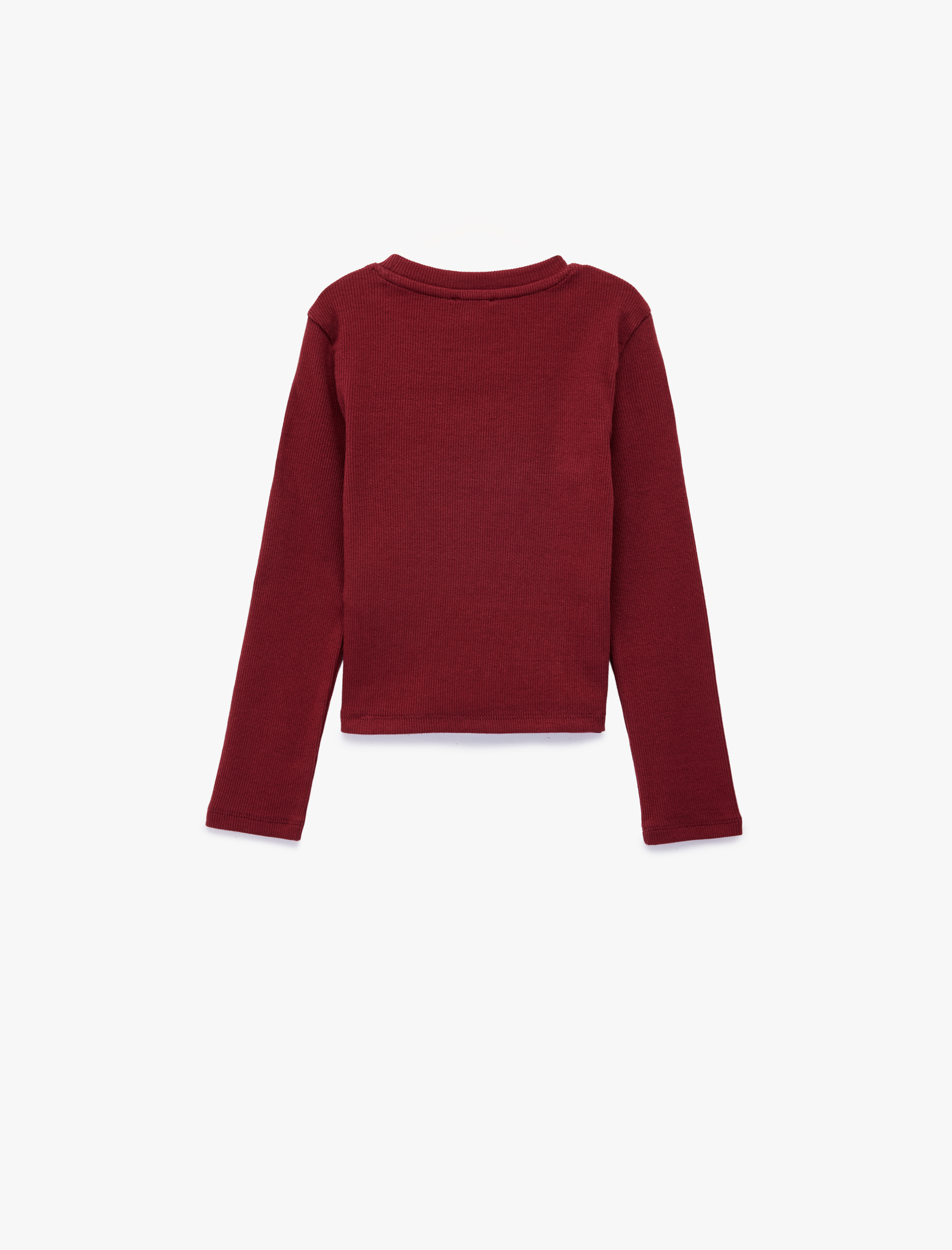  Kız Çocuk Taş Detaylı Bisiklet Yaka Uzun Kollu Baskılı Pamuklu Tişört