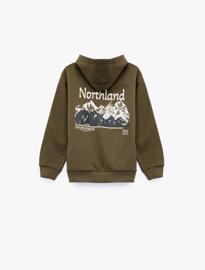 Erkek Çocuk Uzun Kollu Baskılı Şardonlu Pamuklu Kapşonlu Sweatshirt