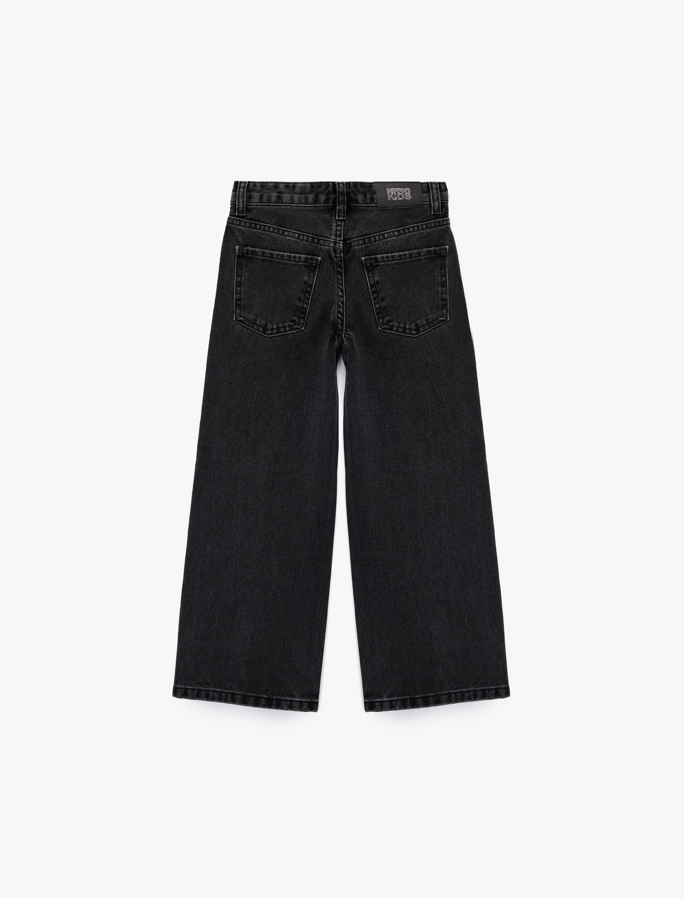  Kız Çocuk Pamuklu Taş Detaylı Geniş Paça Denim Pantolon