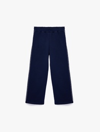 Şardonlu Biyeli Pamuklu Beli Lastikli Eşofman Altı