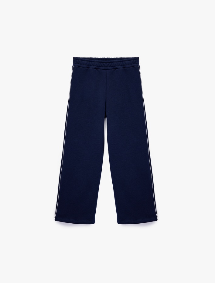 Kız Çocuk Şardonlu Biyeli Pamuklu Beli Lastikli Eşofman Altı