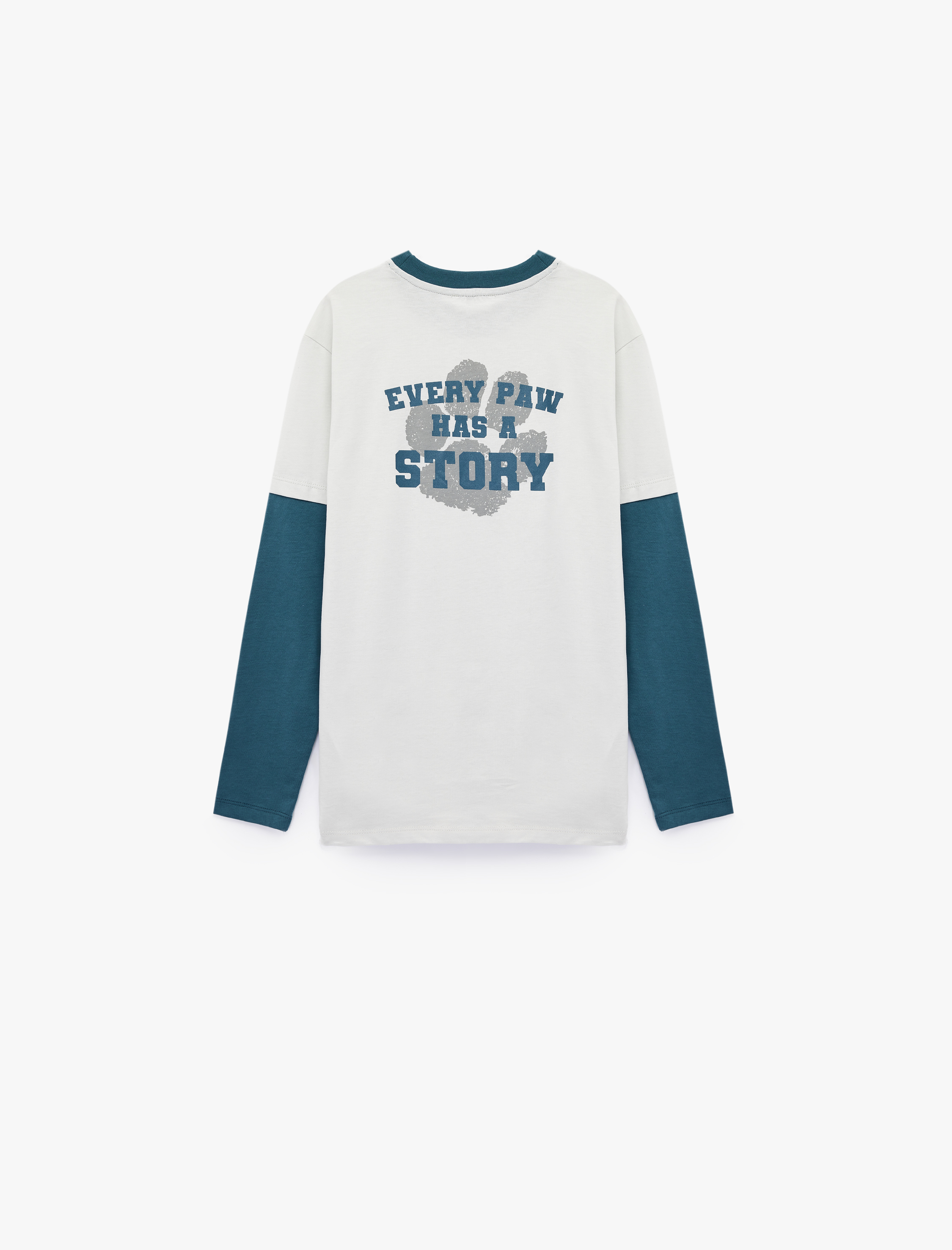  Erkek Çocuk Pamuklu Uzun Kollu Bisiklet Yaka Baskılı Tişört