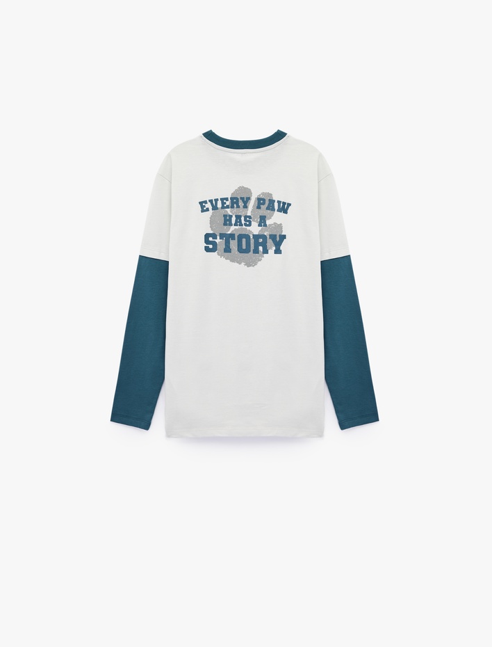 Erkek Çocuk Pamuklu Uzun Kollu Bisiklet Yaka Baskılı Tişört