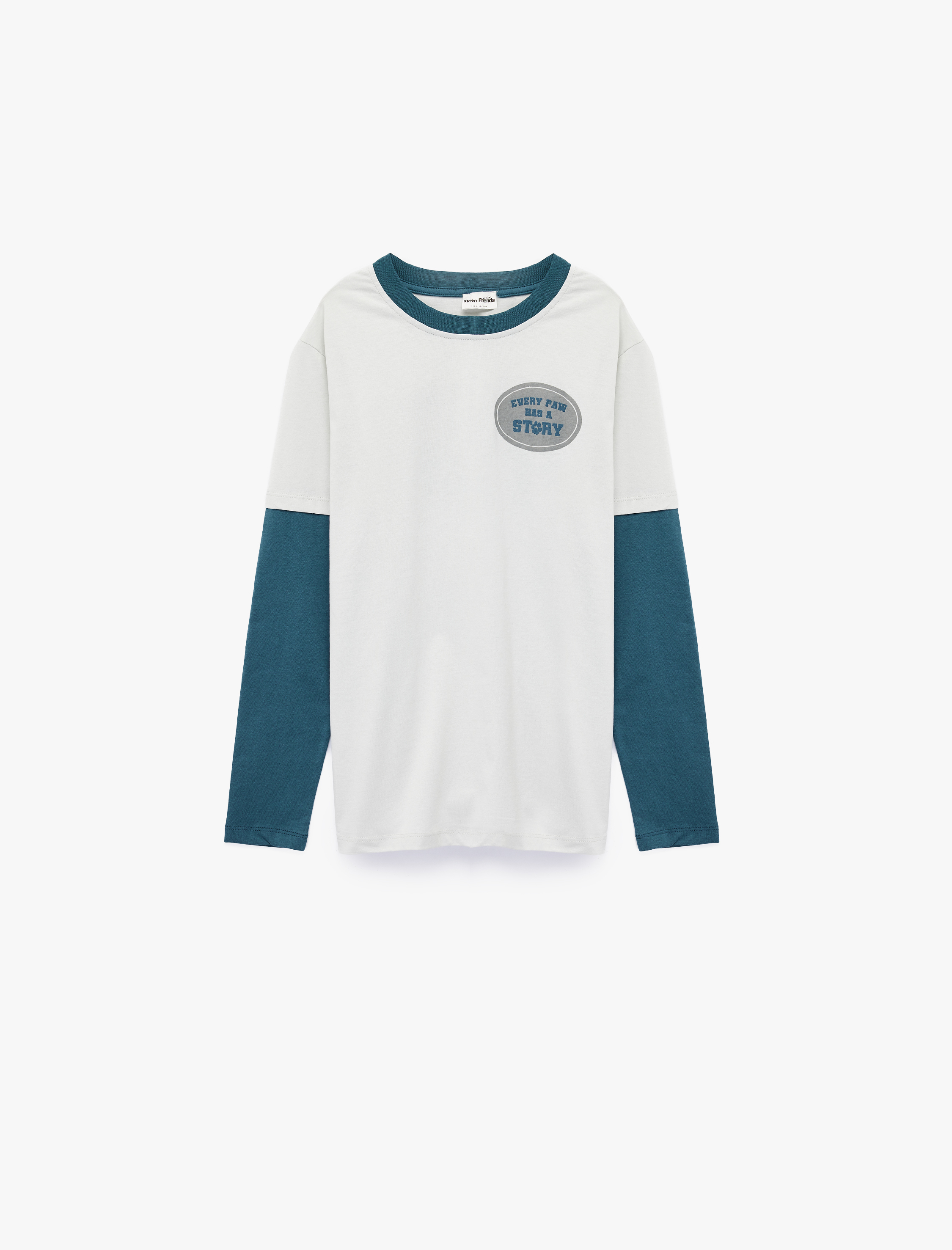  Erkek Çocuk Pamuklu Uzun Kollu Bisiklet Yaka Baskılı Tişört