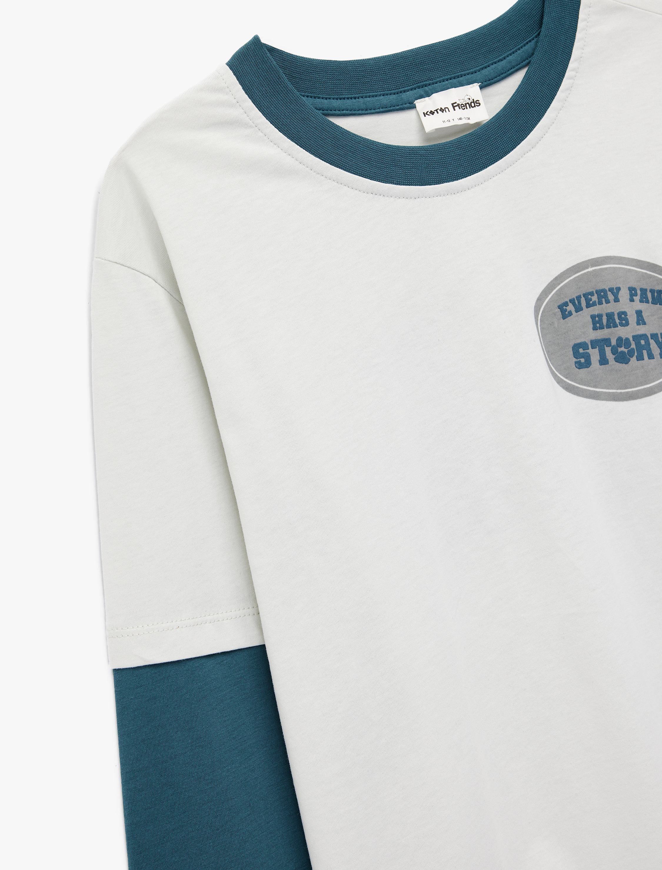  Erkek Çocuk Pamuklu Uzun Kollu Bisiklet Yaka Baskılı Tişört