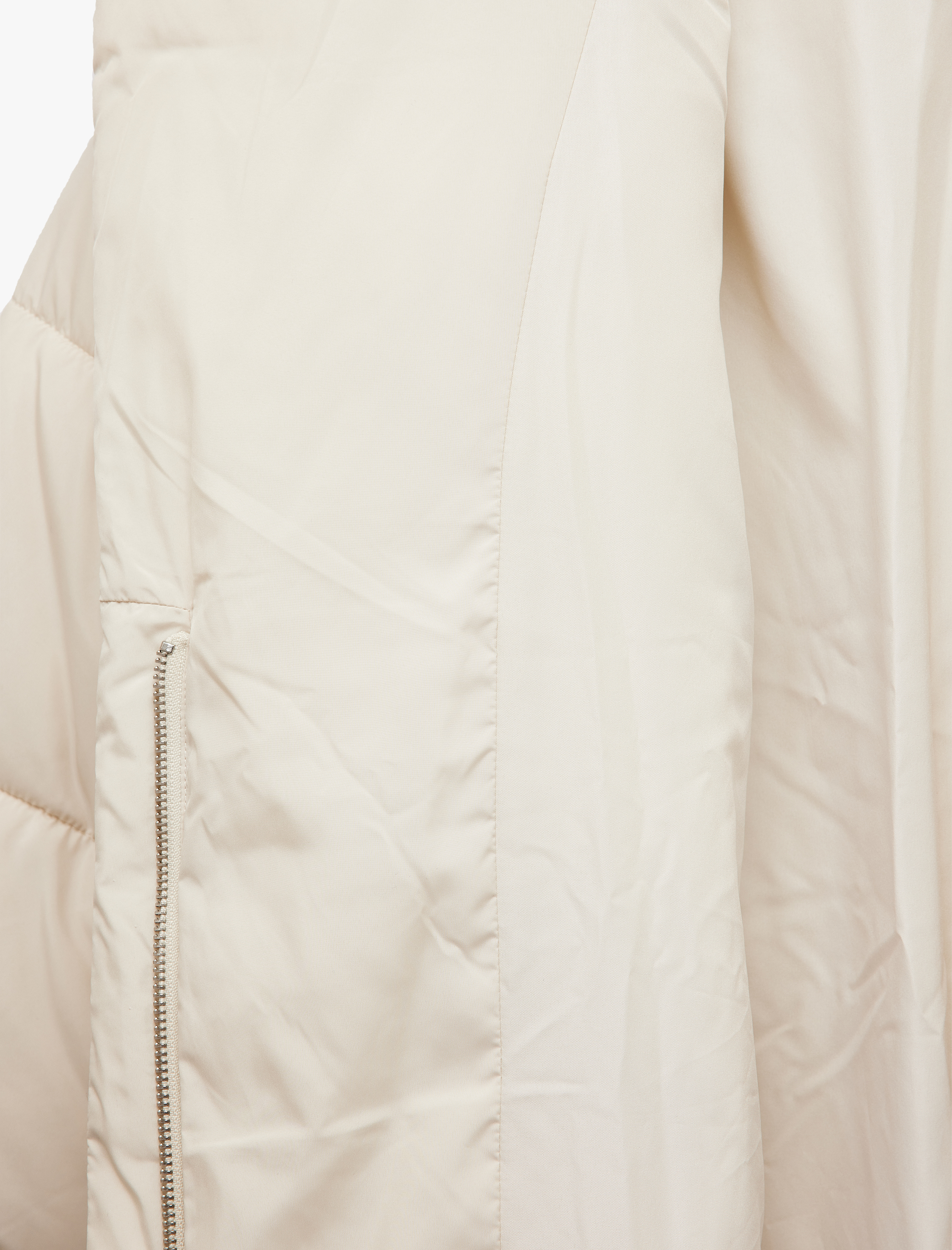   Uzun Kollu Cepli Fermuarlı Şal Yaka Kemerli Su İtici Anorak Şişme Mont