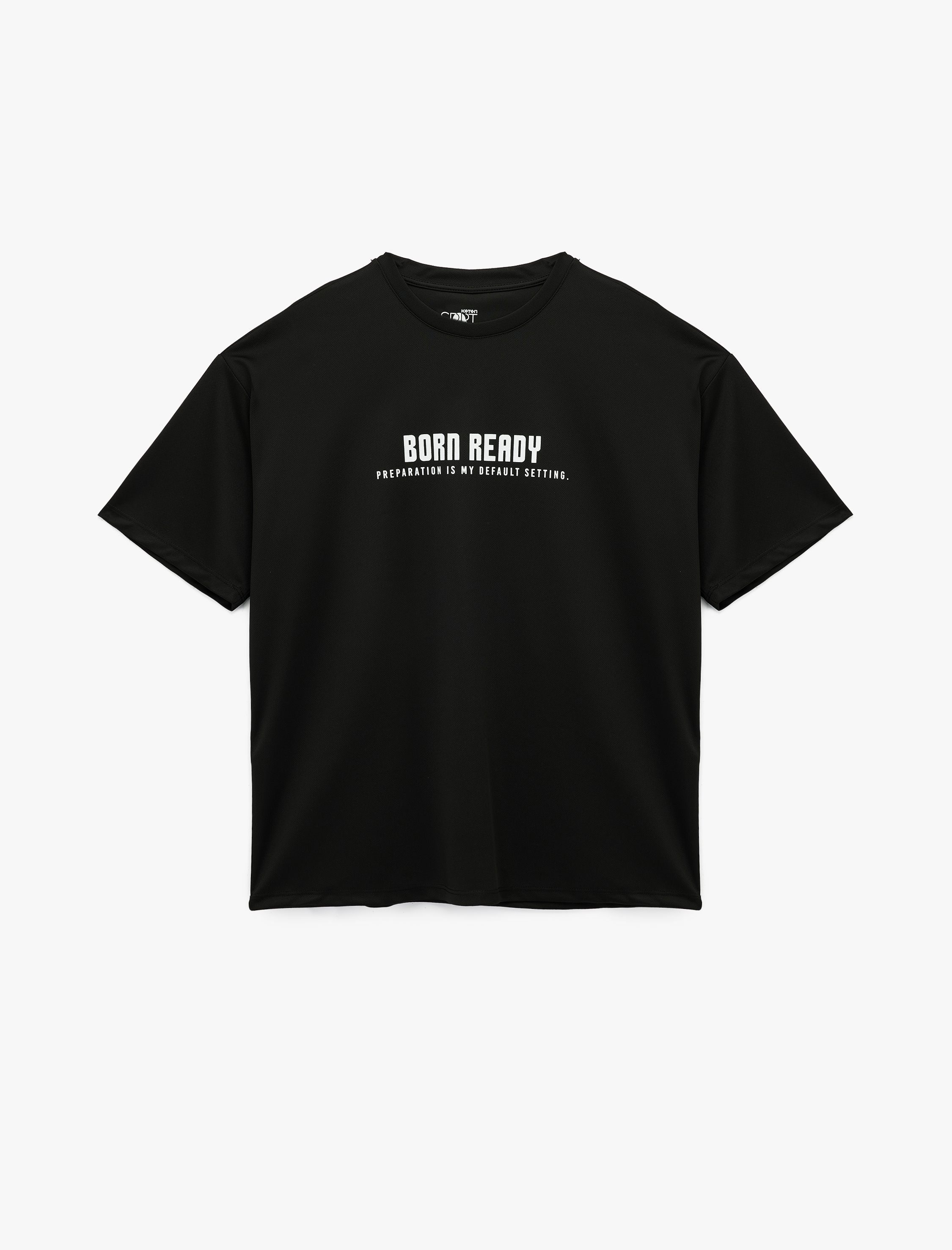   Kısa Kollu Bisiklet Yaka Baskılı Oversize Spor Tişört