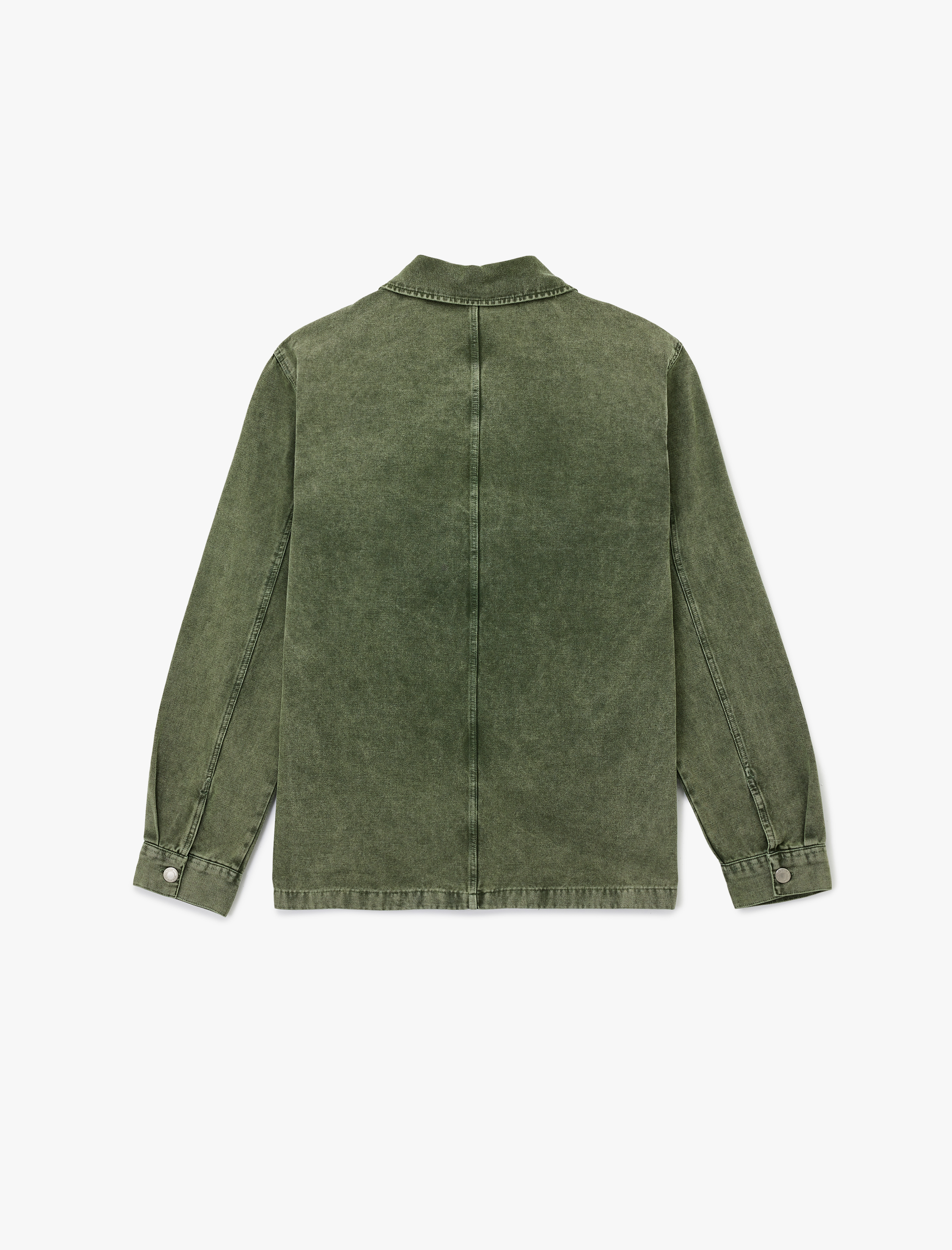   Pamuklu Cep Detaylı Klasik Yaka Yıkamalı Fermuarlı Jean Gömlek Ceket