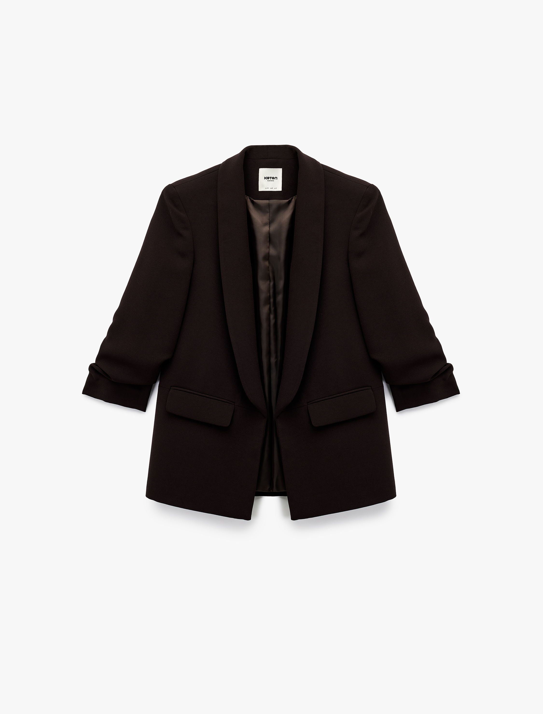   3/4 Kollu Düğmeli Cep Detaylı Kruvaze Yaka Blazer Ceket