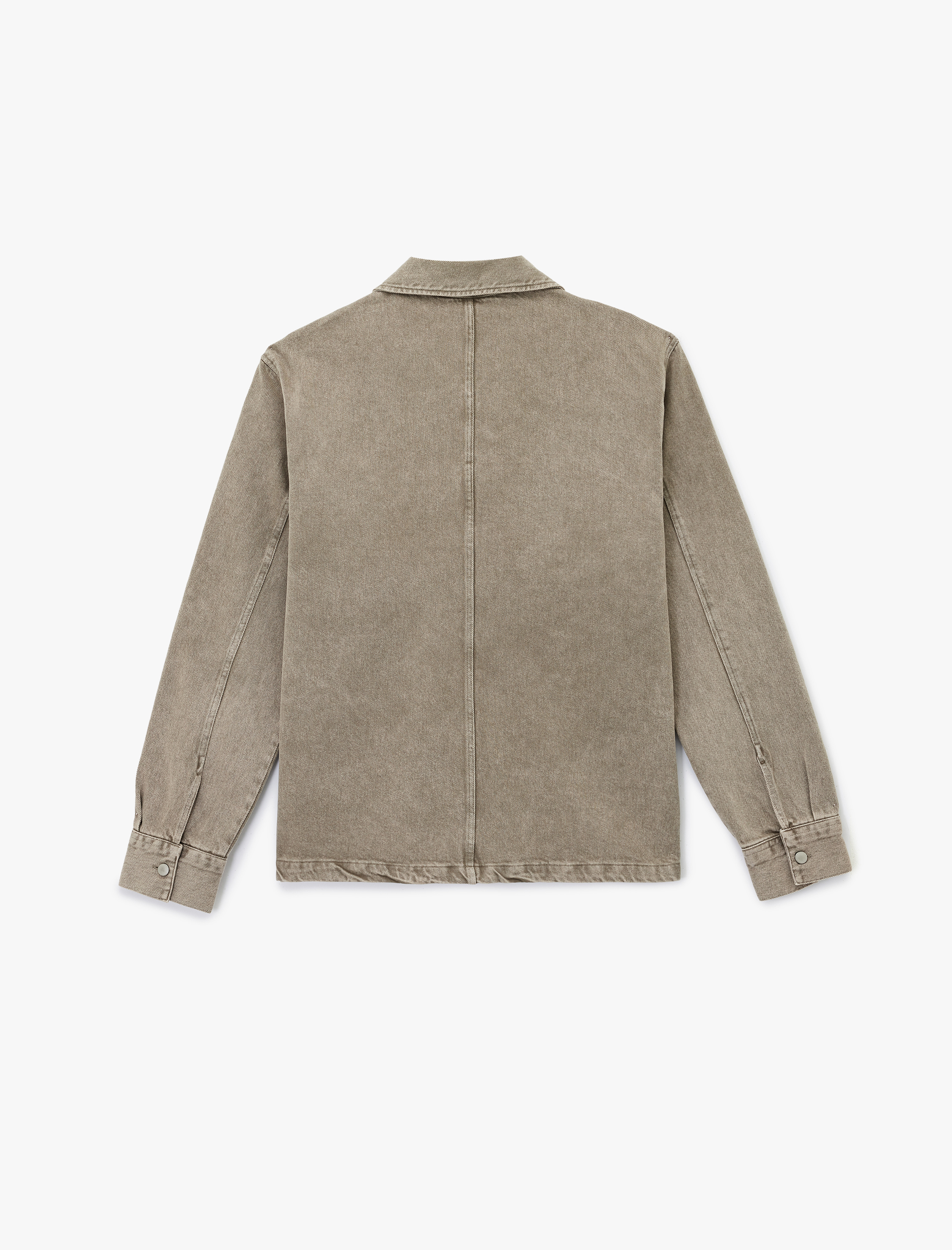   Uzun Kollu Dikiş Detaylı Klasik Yaka Cepli Pamuklu Jean Gömlek Ceket