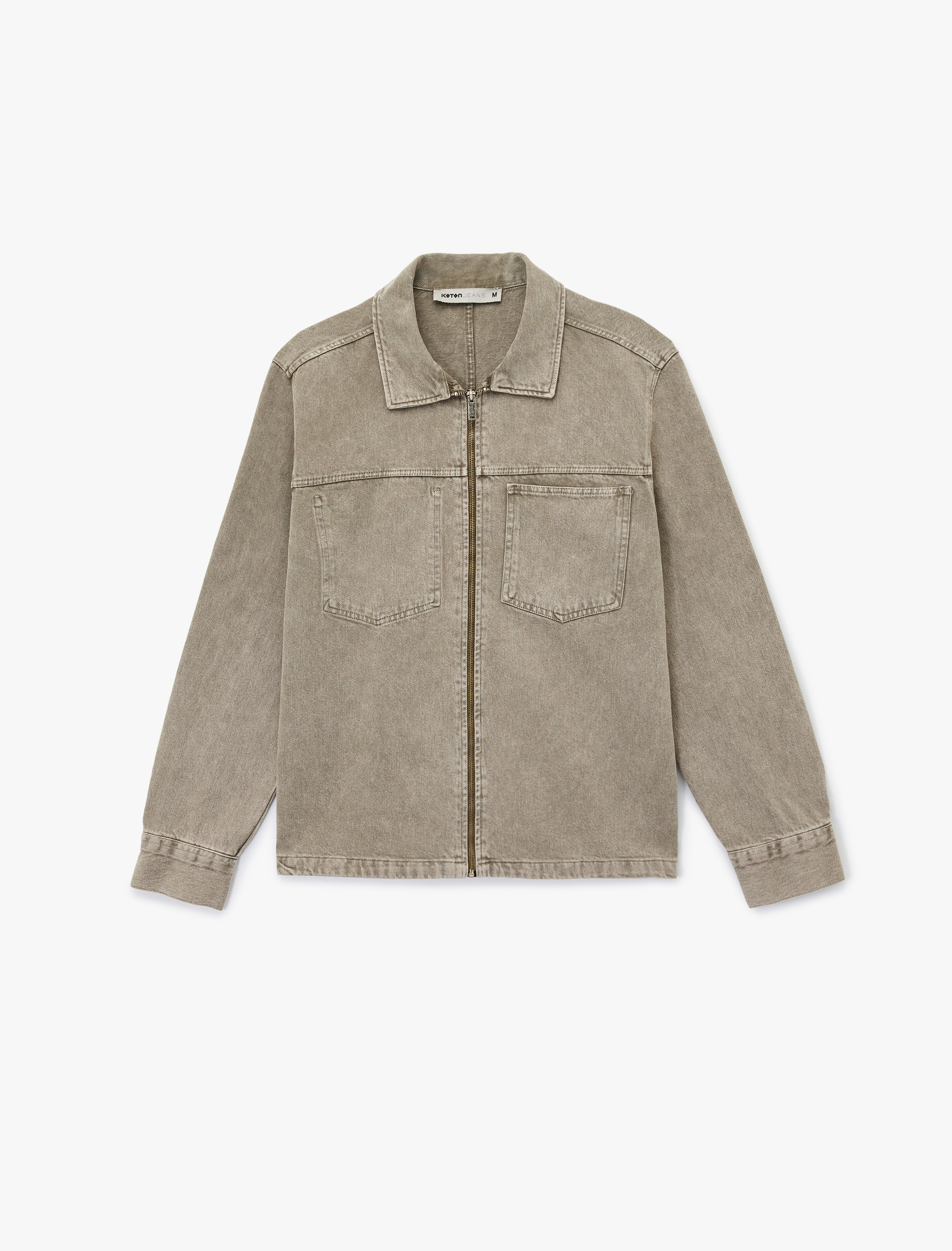   Uzun Kollu Dikiş Detaylı Klasik Yaka Cepli Pamuklu Jean Gömlek Ceket