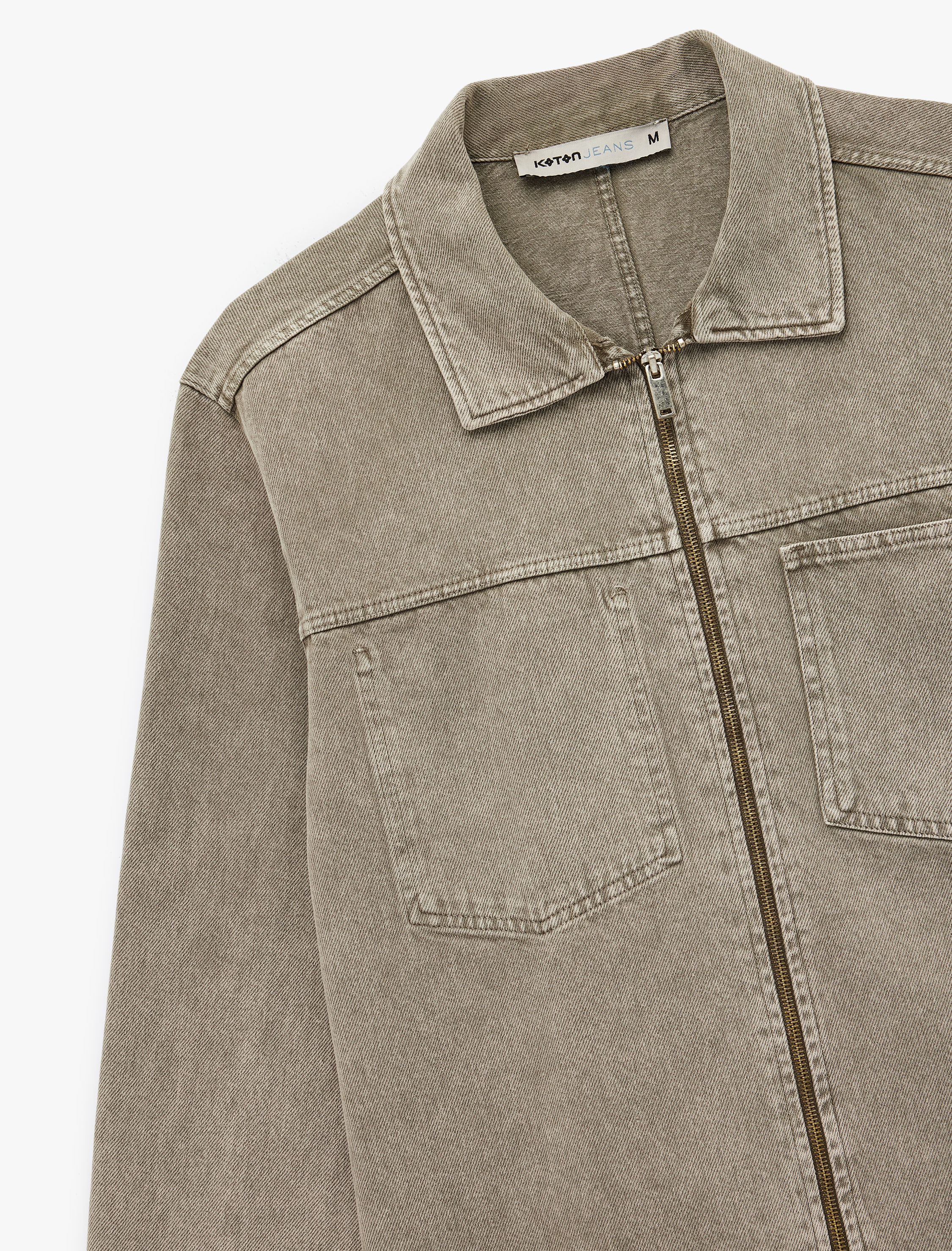   Uzun Kollu Dikiş Detaylı Klasik Yaka Cepli Pamuklu Jean Gömlek Ceket