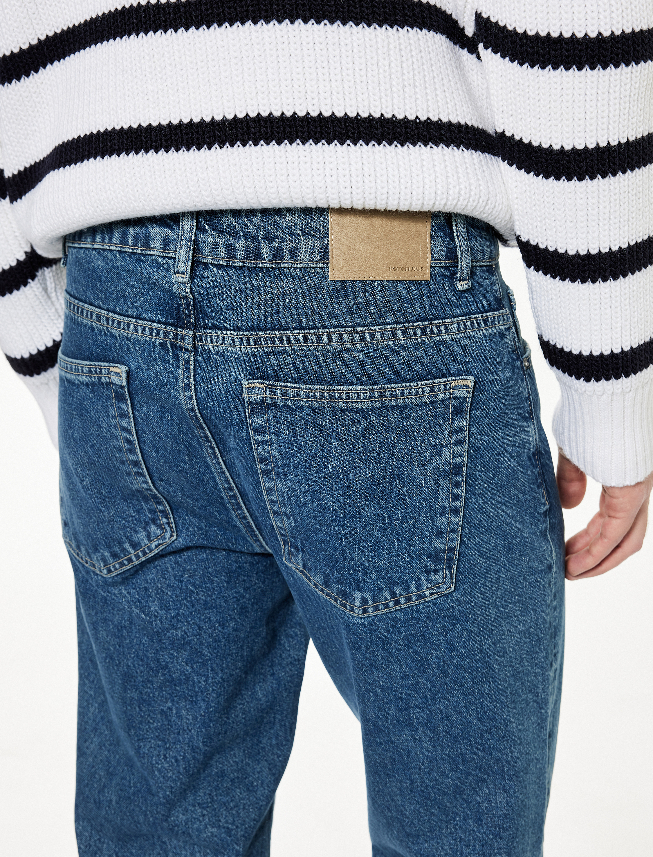   Normal Bel Pamuklu Cepli Vintage Straight Fit Jean Pantolon