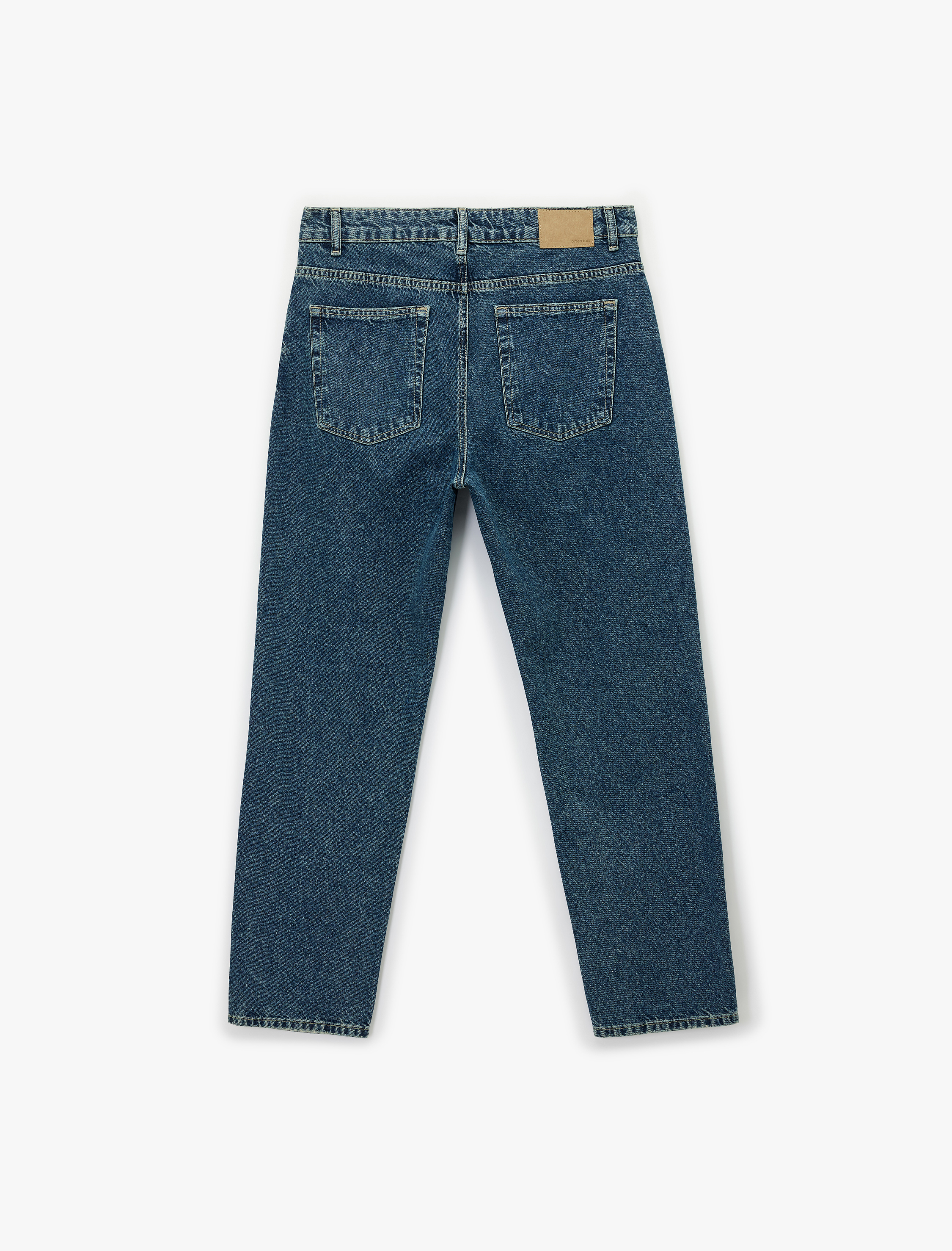   Normal Bel Pamuklu Cepli Vintage Straight Fit Jean Pantolon