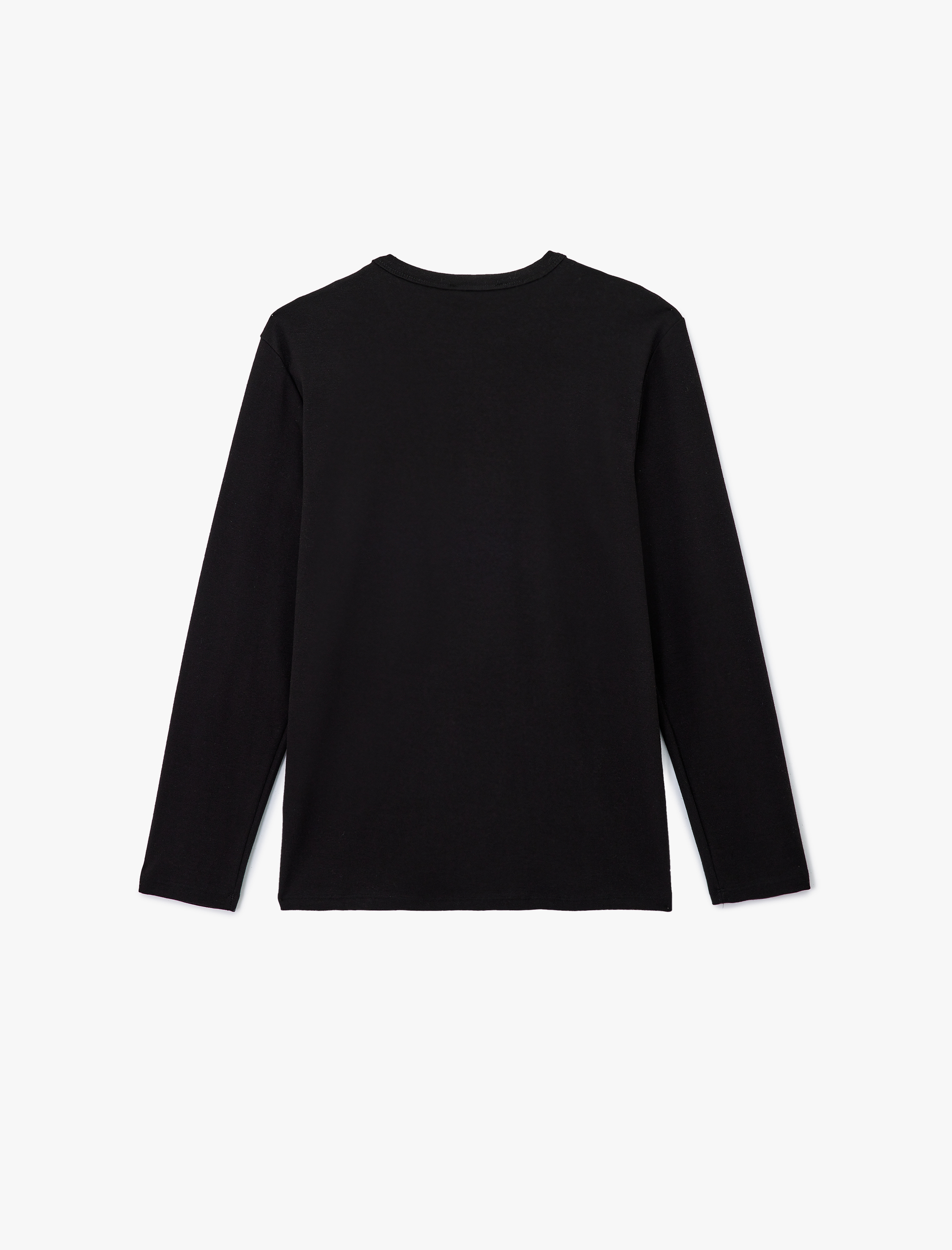   Pamuklu Bisiklet Yaka Basic Slim Fit Uzun Kollu Tişört