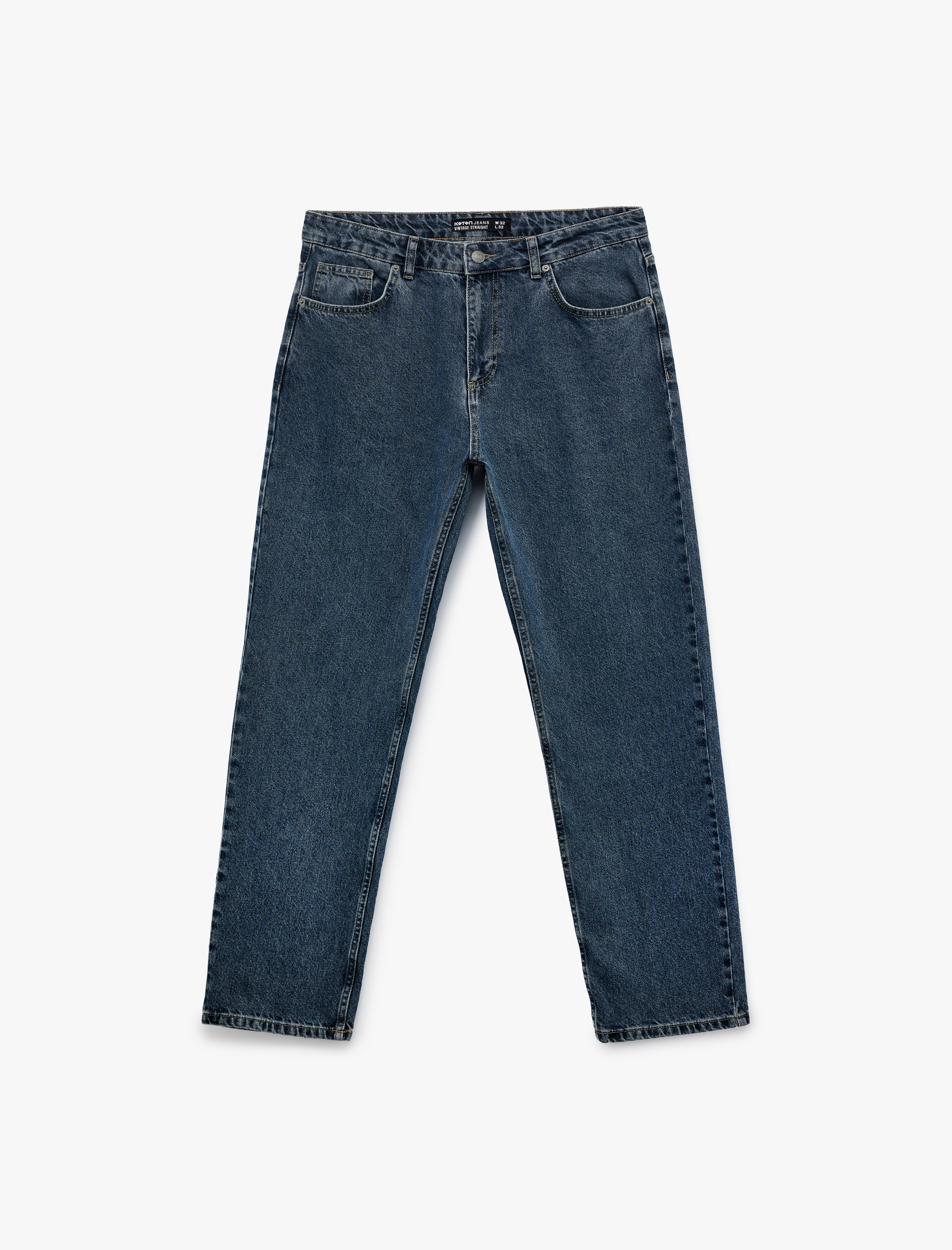   Normal Bel Pamuklu Vintage Straight Fit Jean