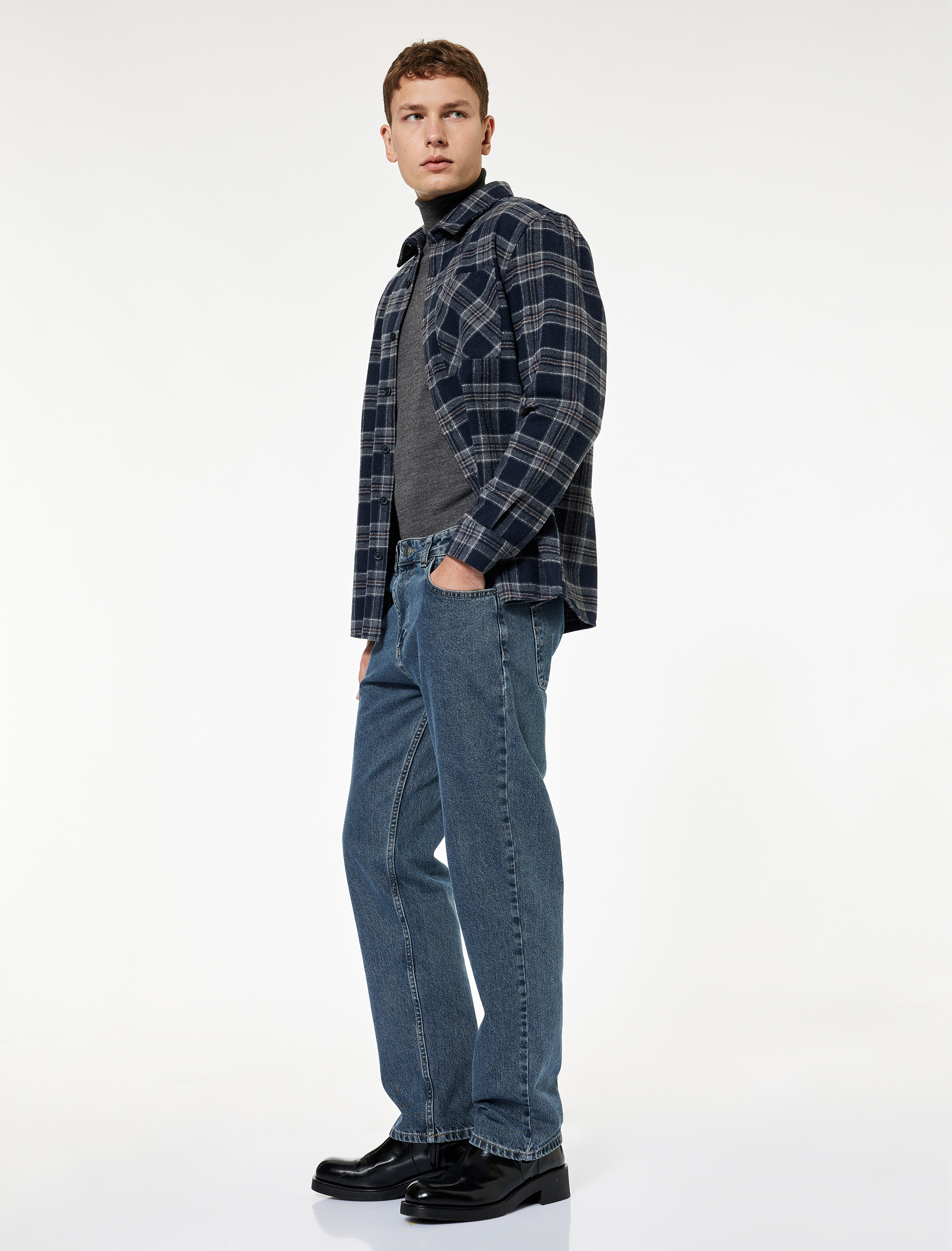   Normal Bel Pamuklu Vintage Straight Fit Jean