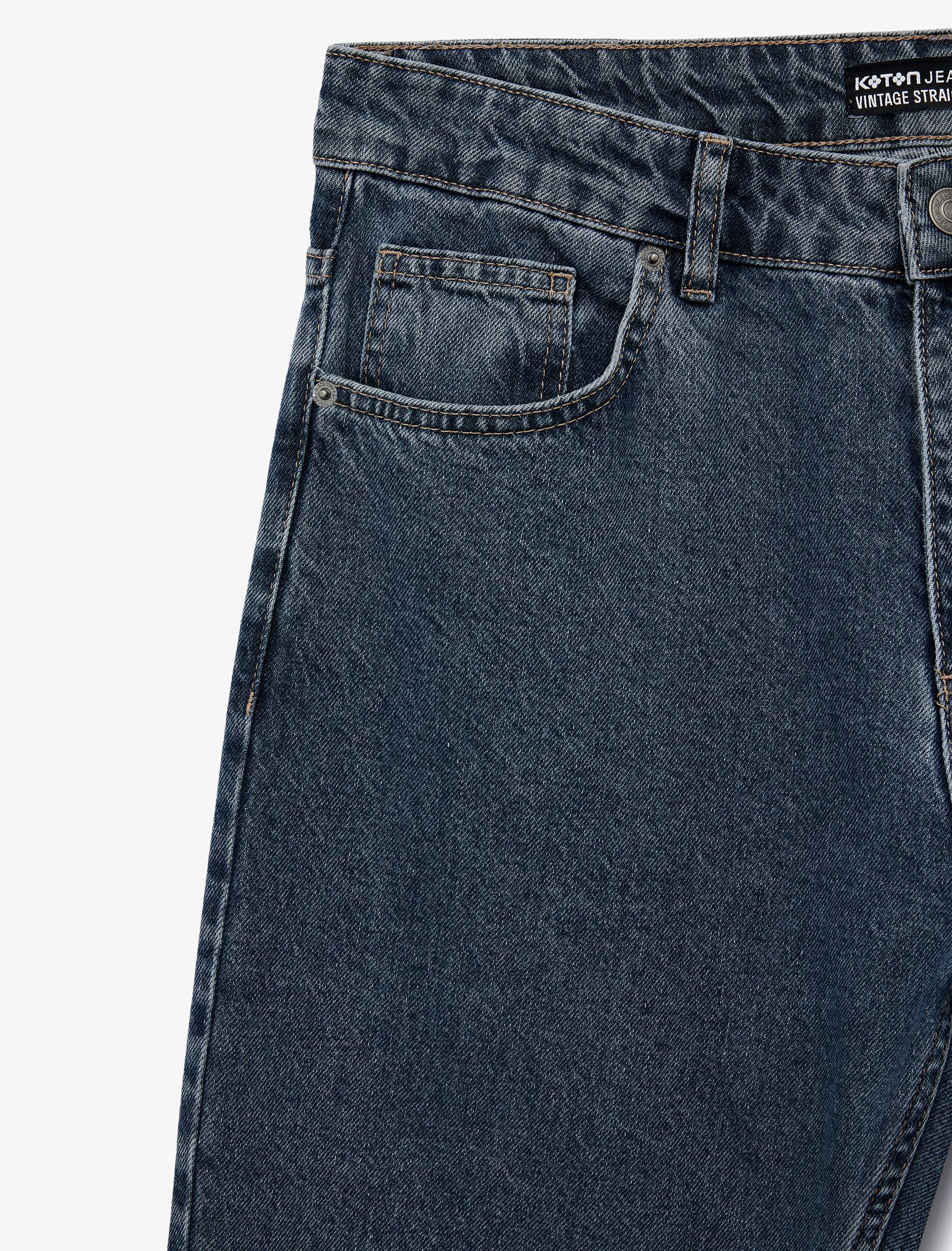   Normal Bel Pamuklu Vintage Straight Fit Jean