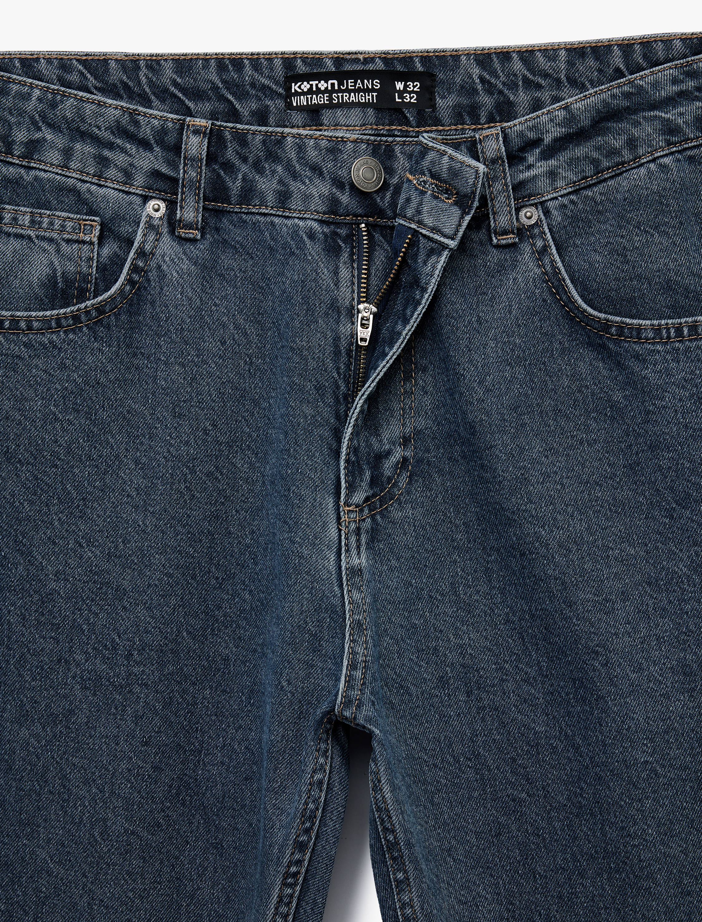   Normal Bel Pamuklu Vintage Straight Fit Jean