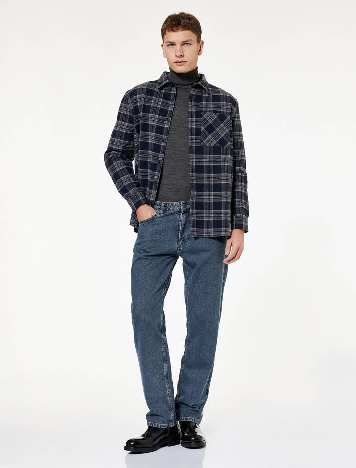  Normal Bel Pamuklu Vintage Straight Fit Jean