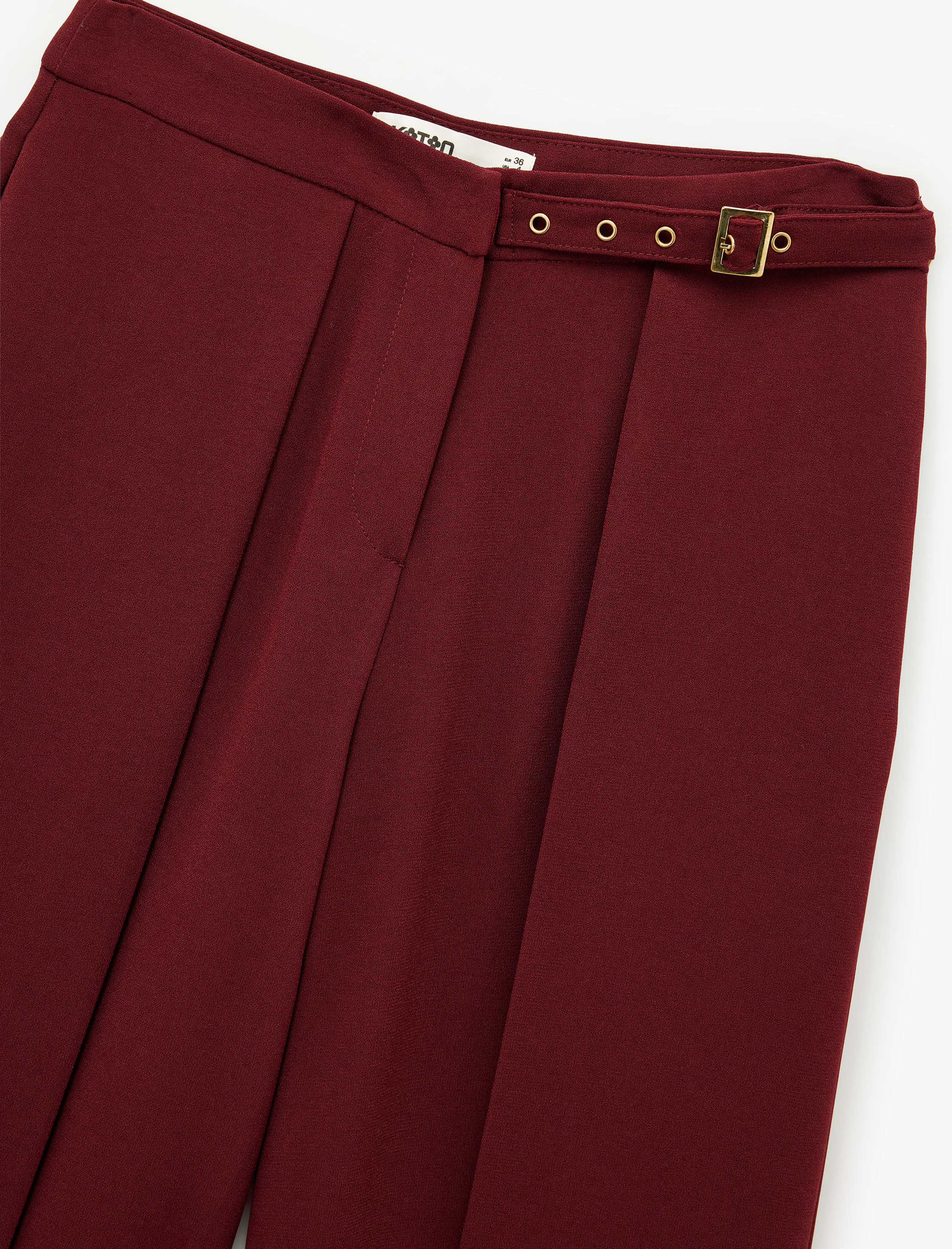   Kemer Detaylı Bilek Boy Geniş Paça Krep Palazzo Pantolon