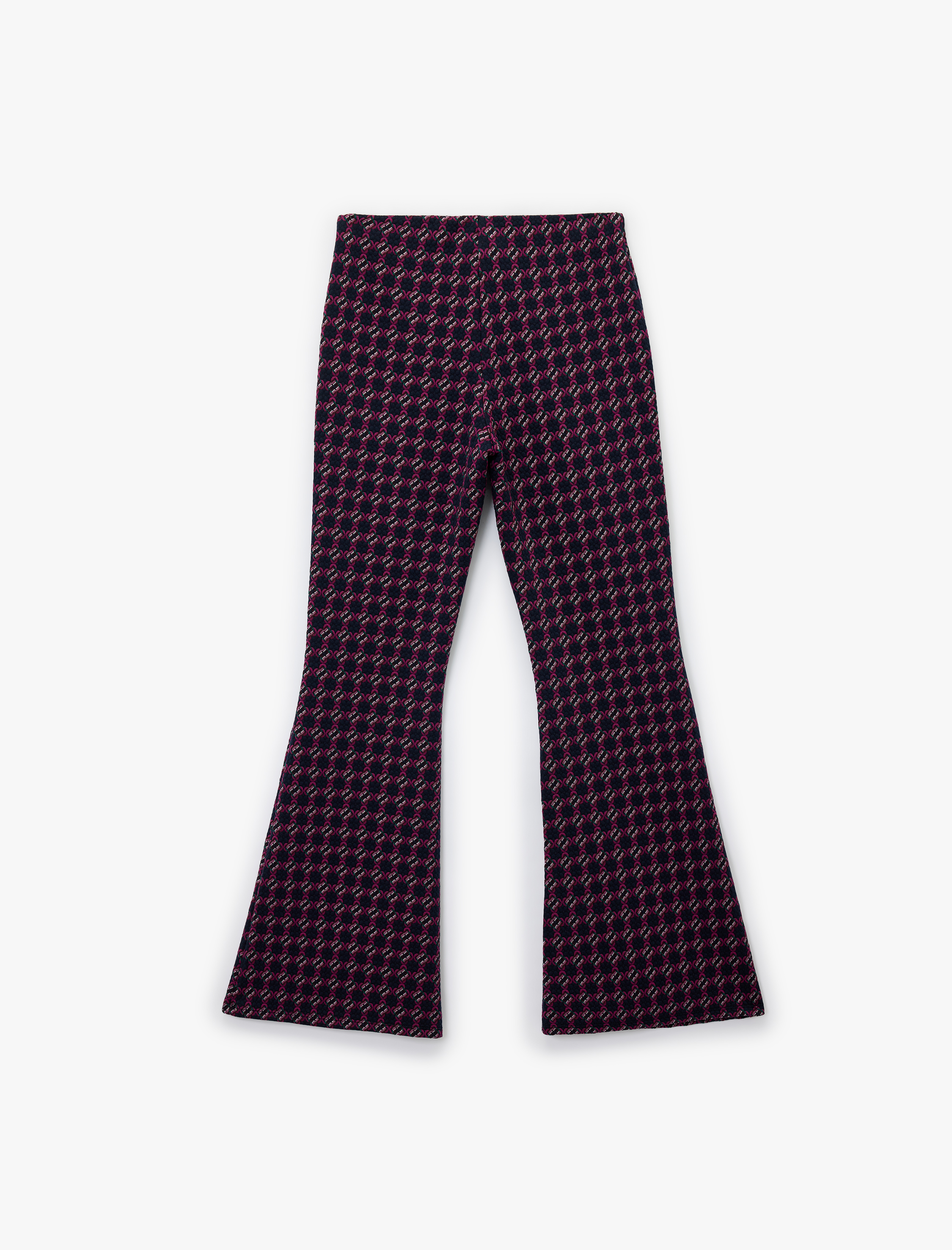   Slim Fit Desenli İspanyol Paça Pantolon