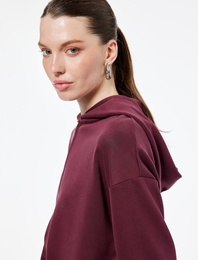 Rahat Kalıp Modal Kumaş Uzun Kollu Tam Fermuarlı Kapüşonlu Sweatshirt