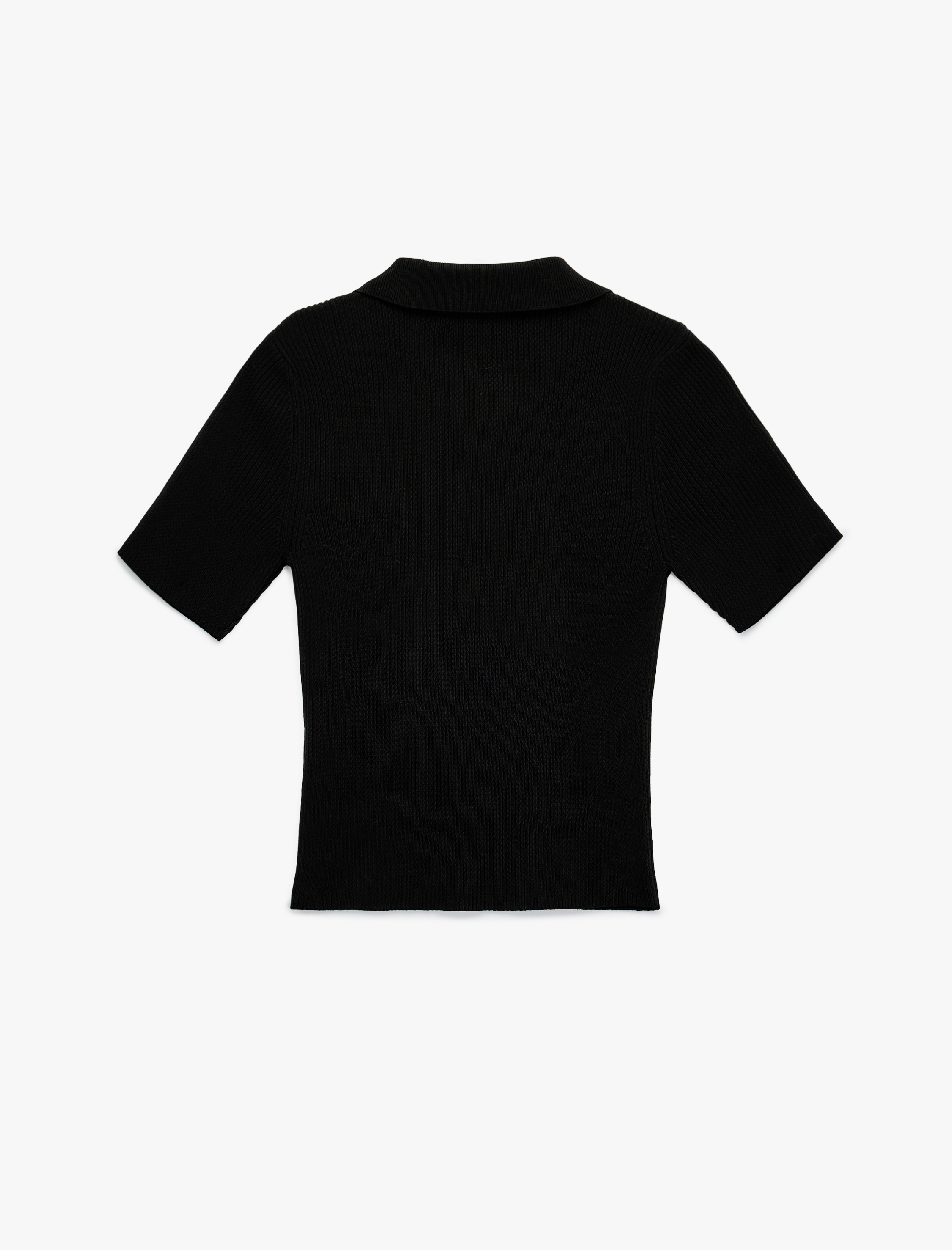   Regular Fit Yarım Düğmeli Kısa Kollu Polo Yaka Triko Kazak