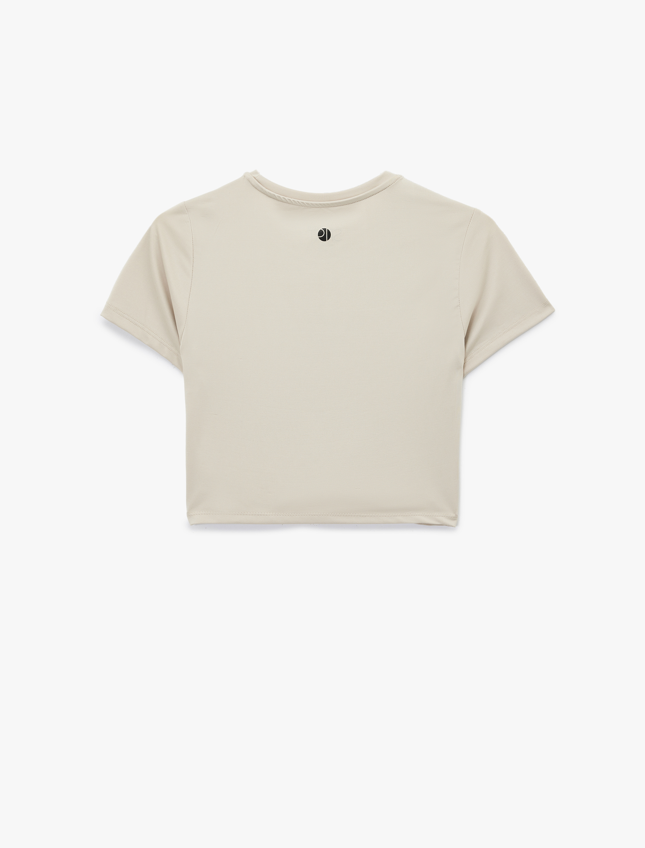   Slim Fit Kısa Kollu Bisiklet Yaka Baskılı Crop Spor Tişört