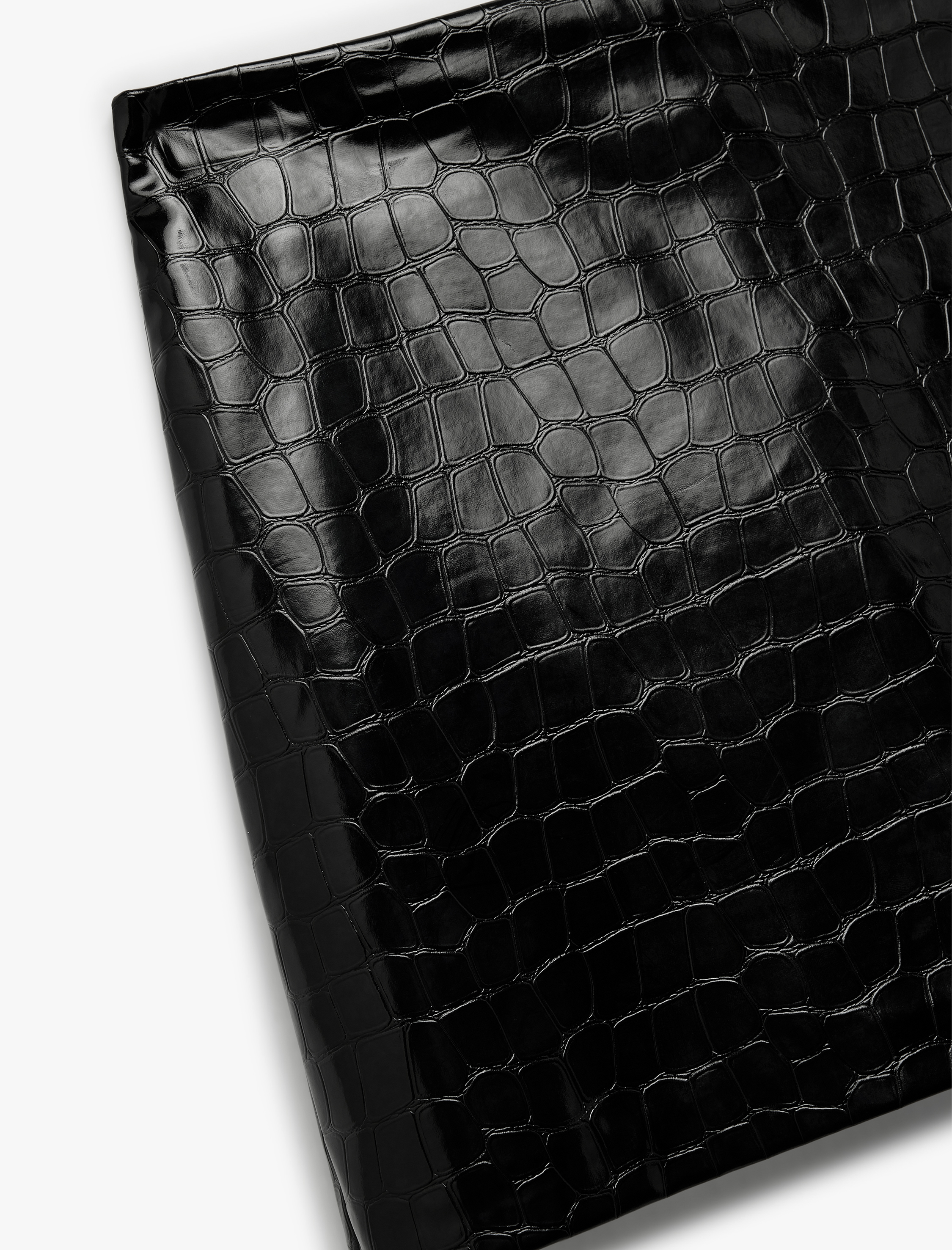   Kroko Görünümlü Suni Deri A Kesim Mini Etek