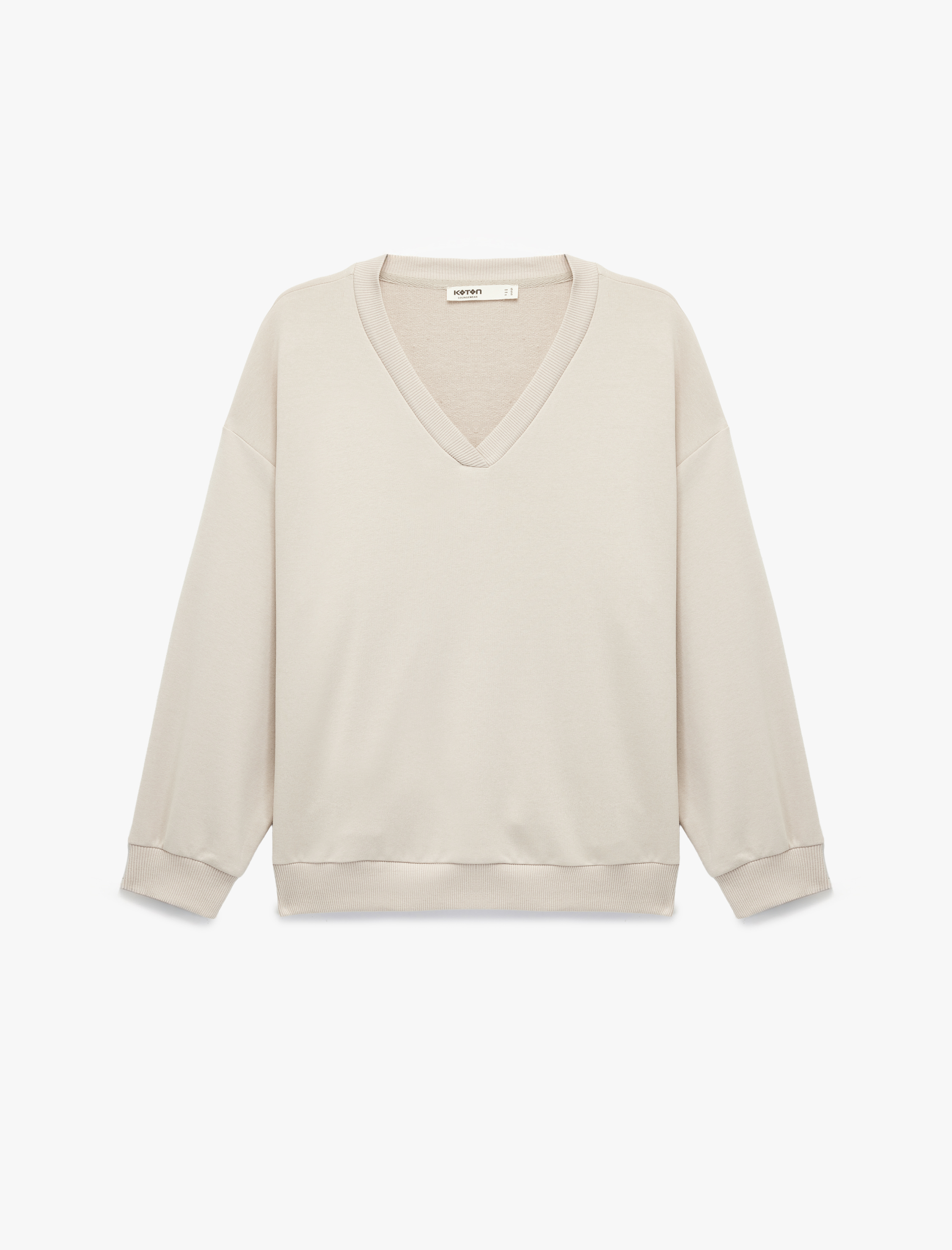   V Yaka Uzun Kollu Rahat Kalıp Triko Pijama Üstü