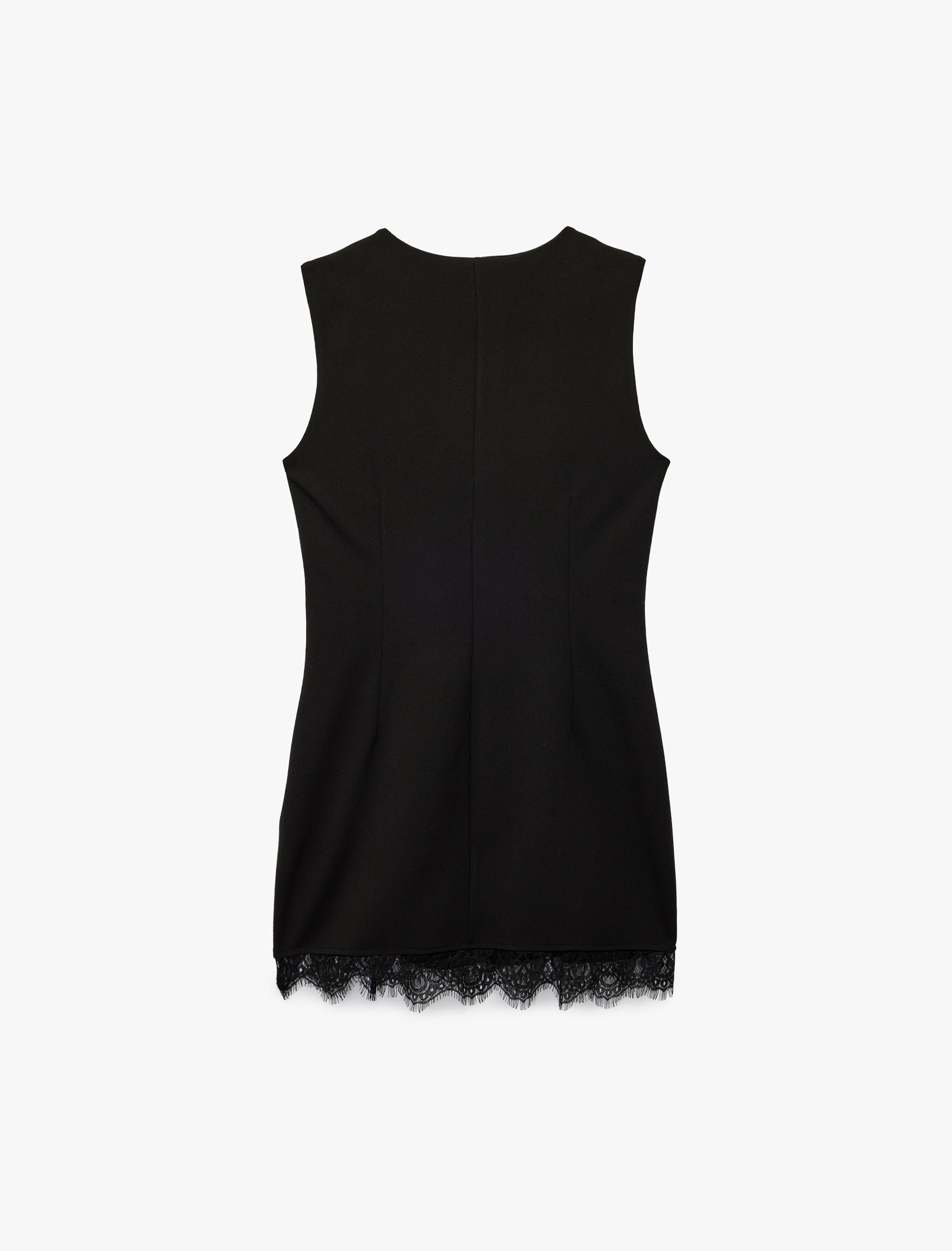   Kolsuz Bisiklet Yaka Bağlama Detaylı Slim Fit Dantel Detaylı Mini Elbise