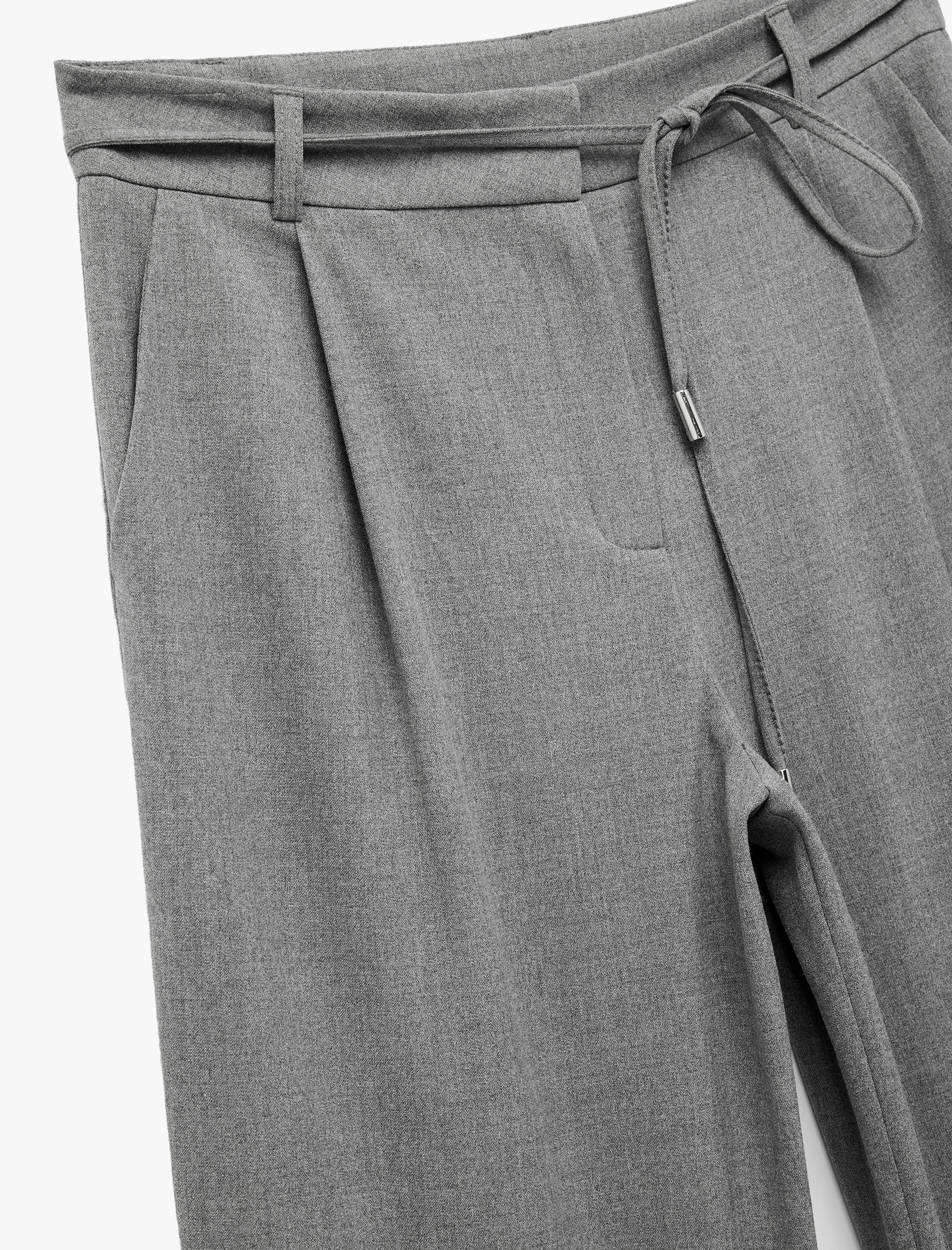   Bağlama Detaylı Cepli Geniş Paça Kumaş Pantolon