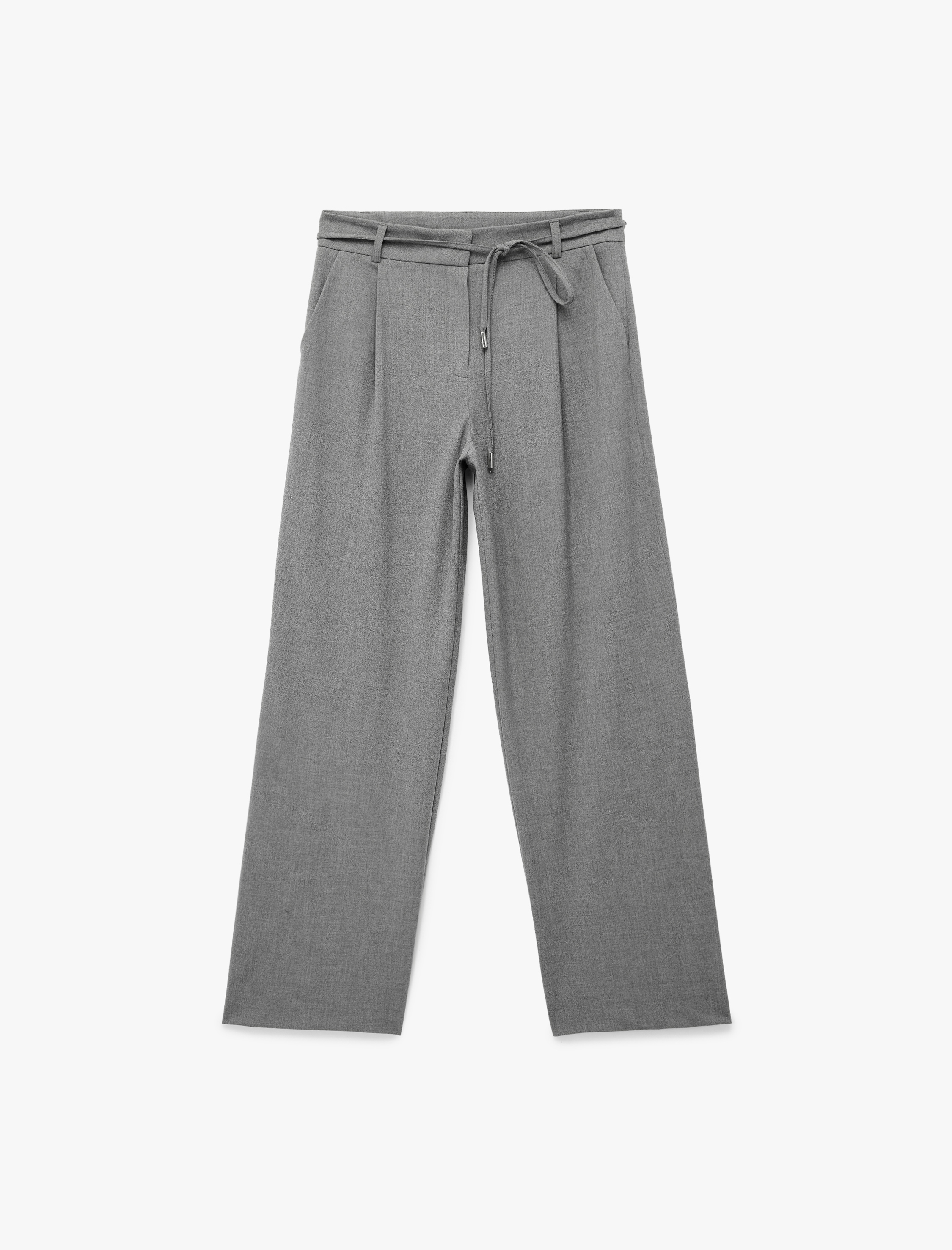   Bağlama Detaylı Cepli Geniş Paça Kumaş Pantolon